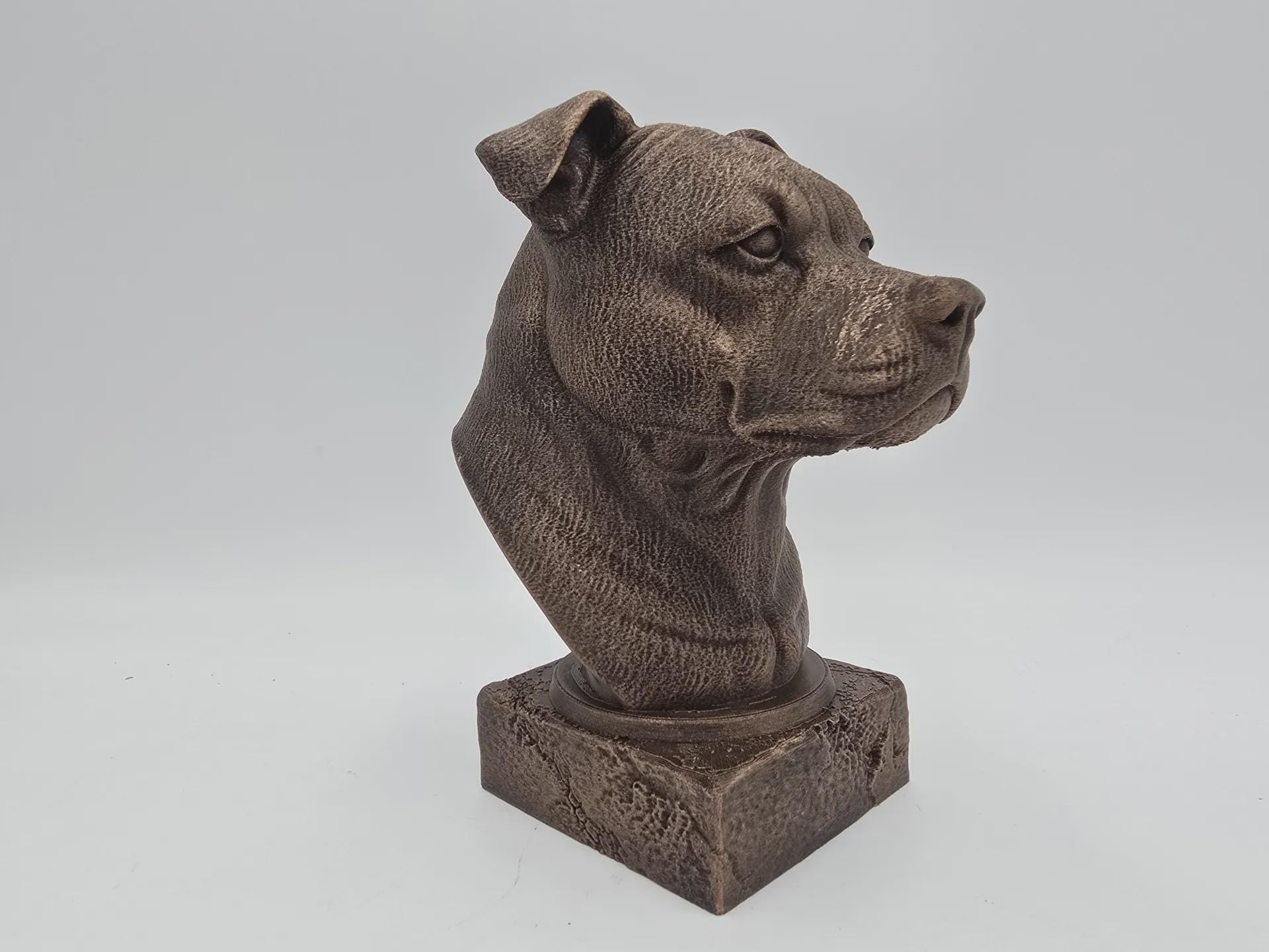 Bust of a staffordshire bust bust dog statue - handpainted home decor dog lover gift him her ornament