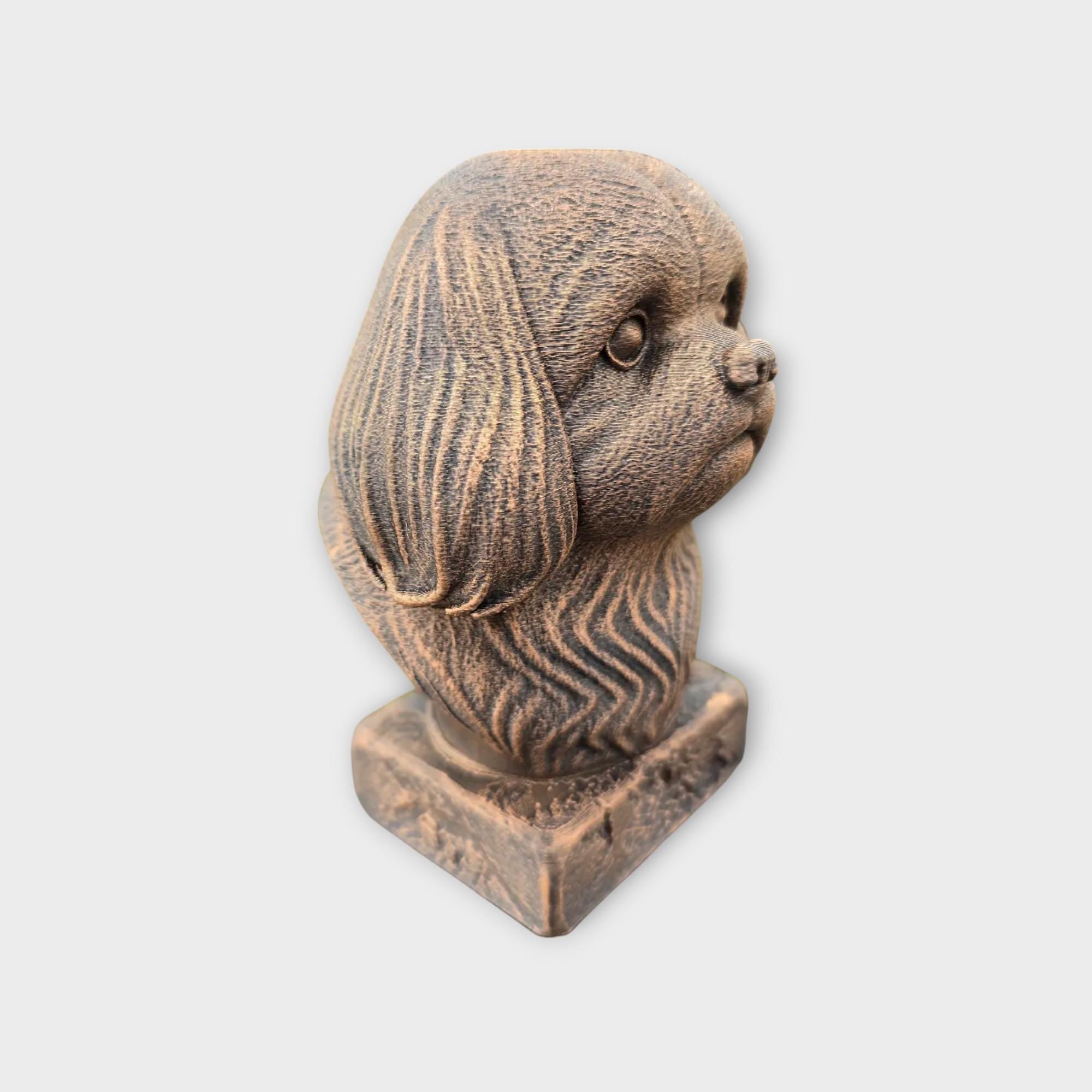 Bust of a Shih Tzu dog statue - home decor dog lover handpainted ornament