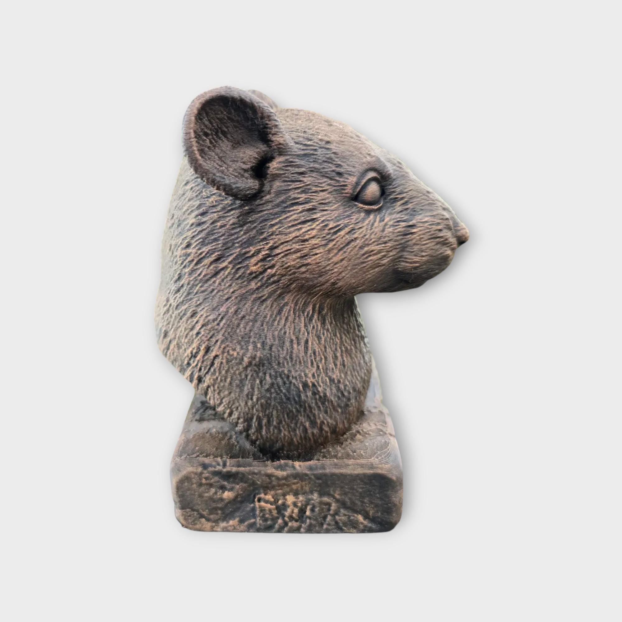 Bust of a rat statue - home decor animal lover gift him her handpainted ornament