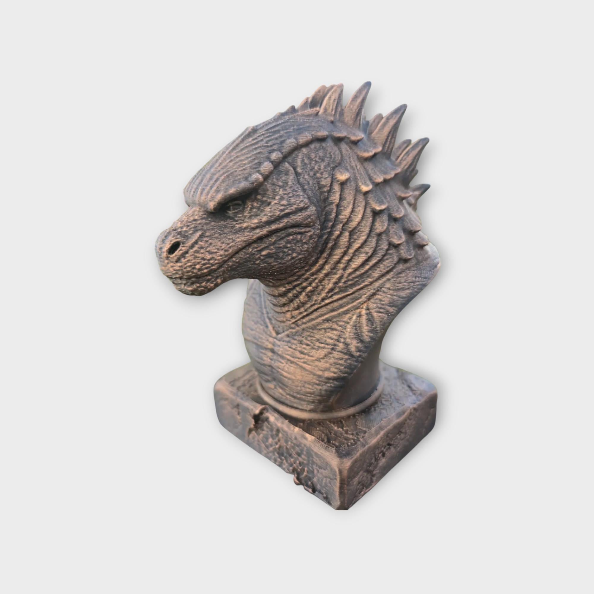 Bust of Godzilla statue - handpainted home decor dog lover gift him her ornament