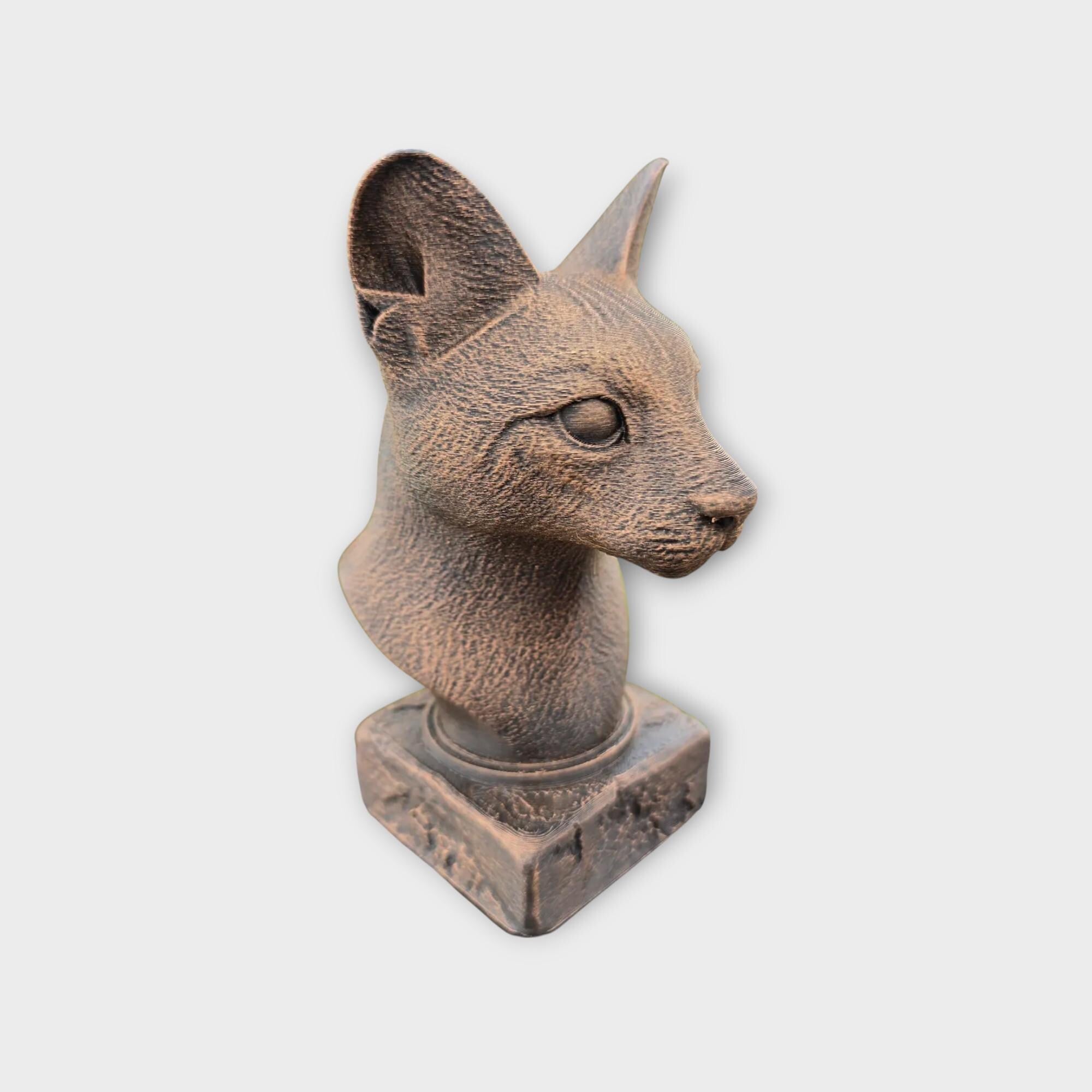 Bust of a Serval statue - home decor animal lover gift him her handpainted ornament