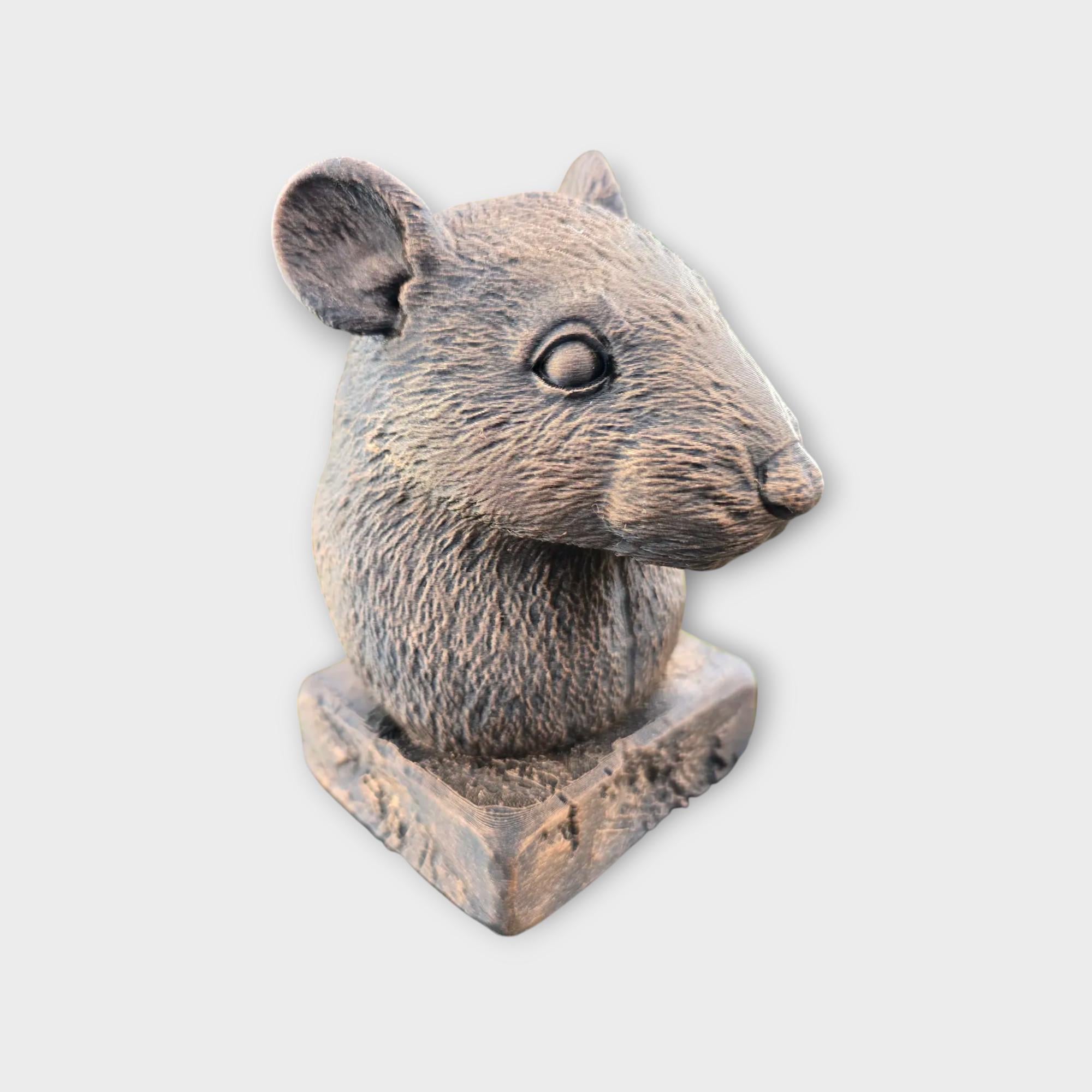 Bust of a rat statue - home decor animal lover gift him her handpainted ornament