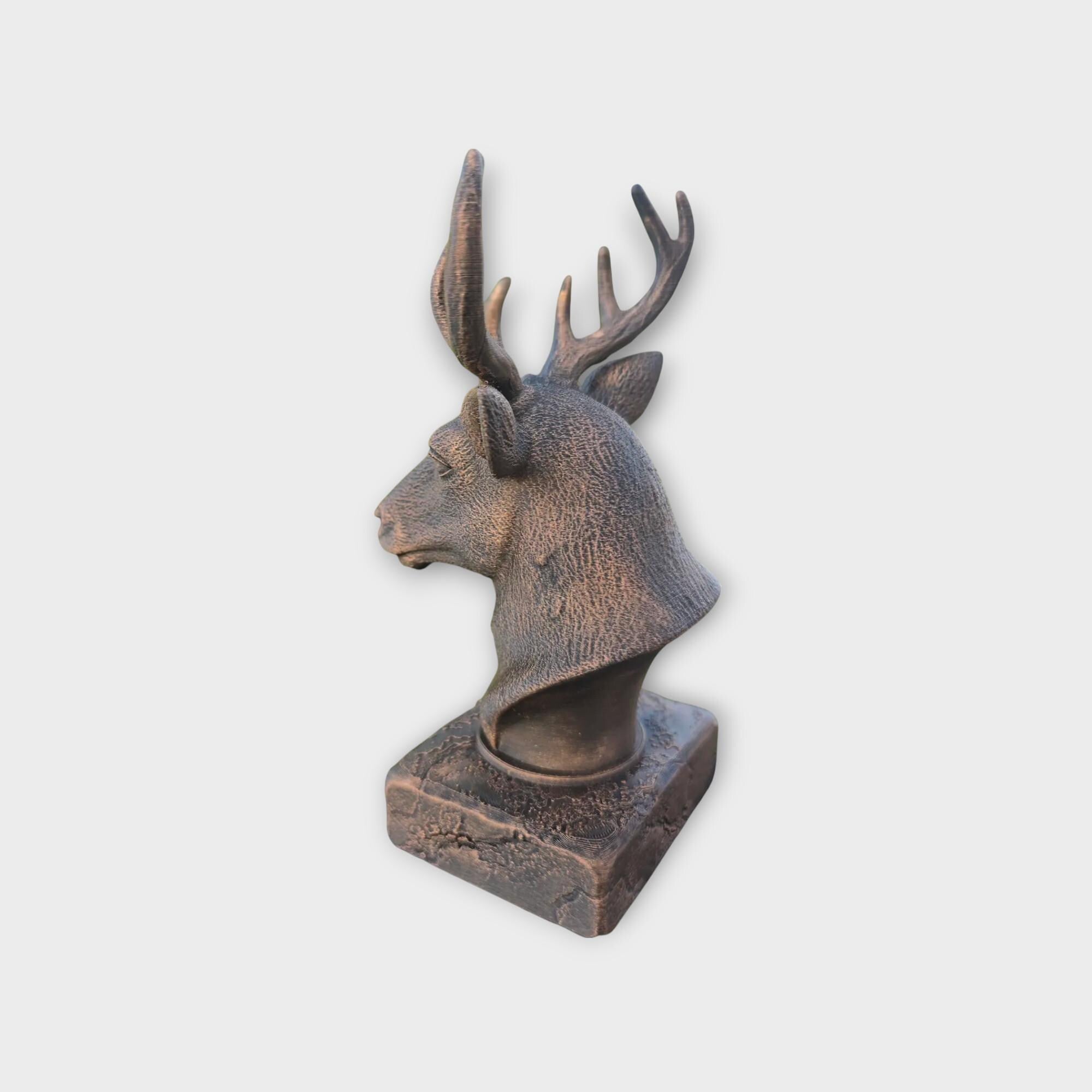 Bust of a Reindeer statue - home decor animal lover gift him her handpainted ornament