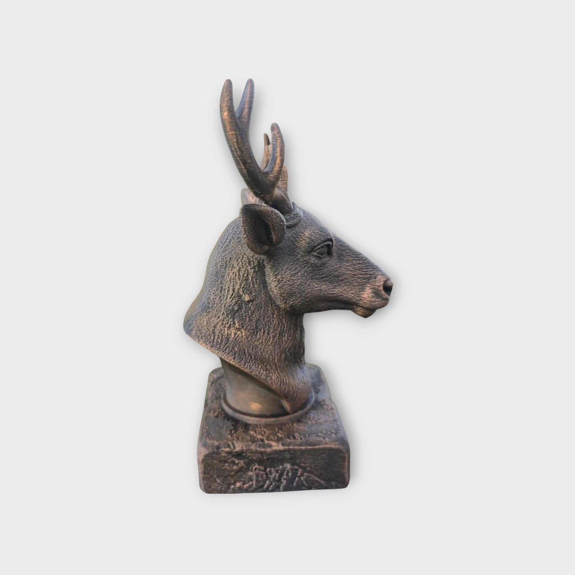 Bust of a Reindeer statue - home decor animal lover gift him her handpainted ornament