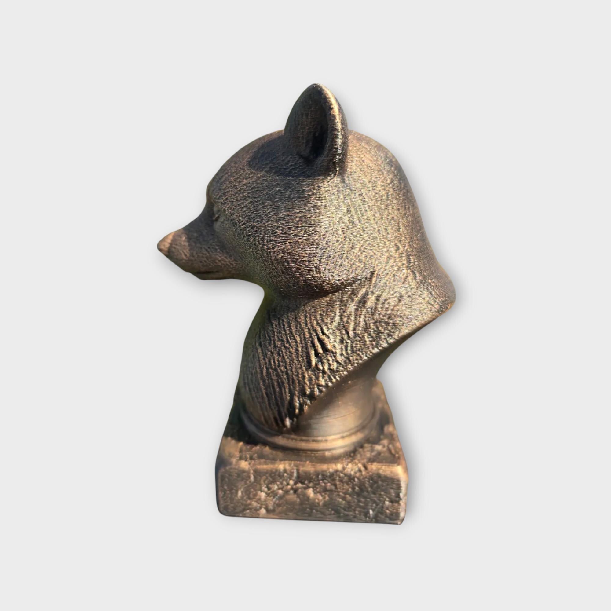 Bust of a racoon statue - home decor animal lover gift him her handpainted ornament