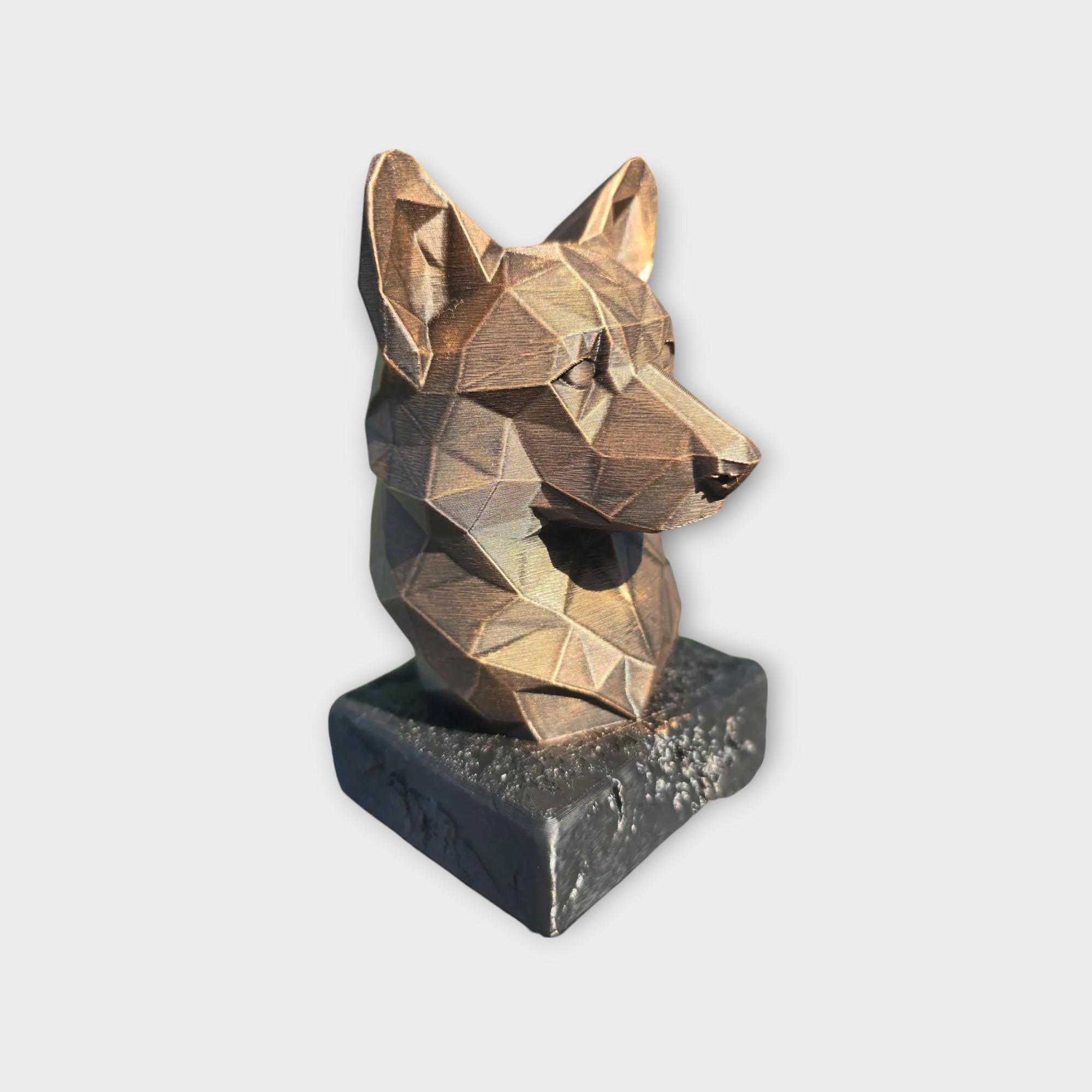 Bust of a Corgi Low Poly Bust dog statue - handpainted home decor dog lover gift him her ornament