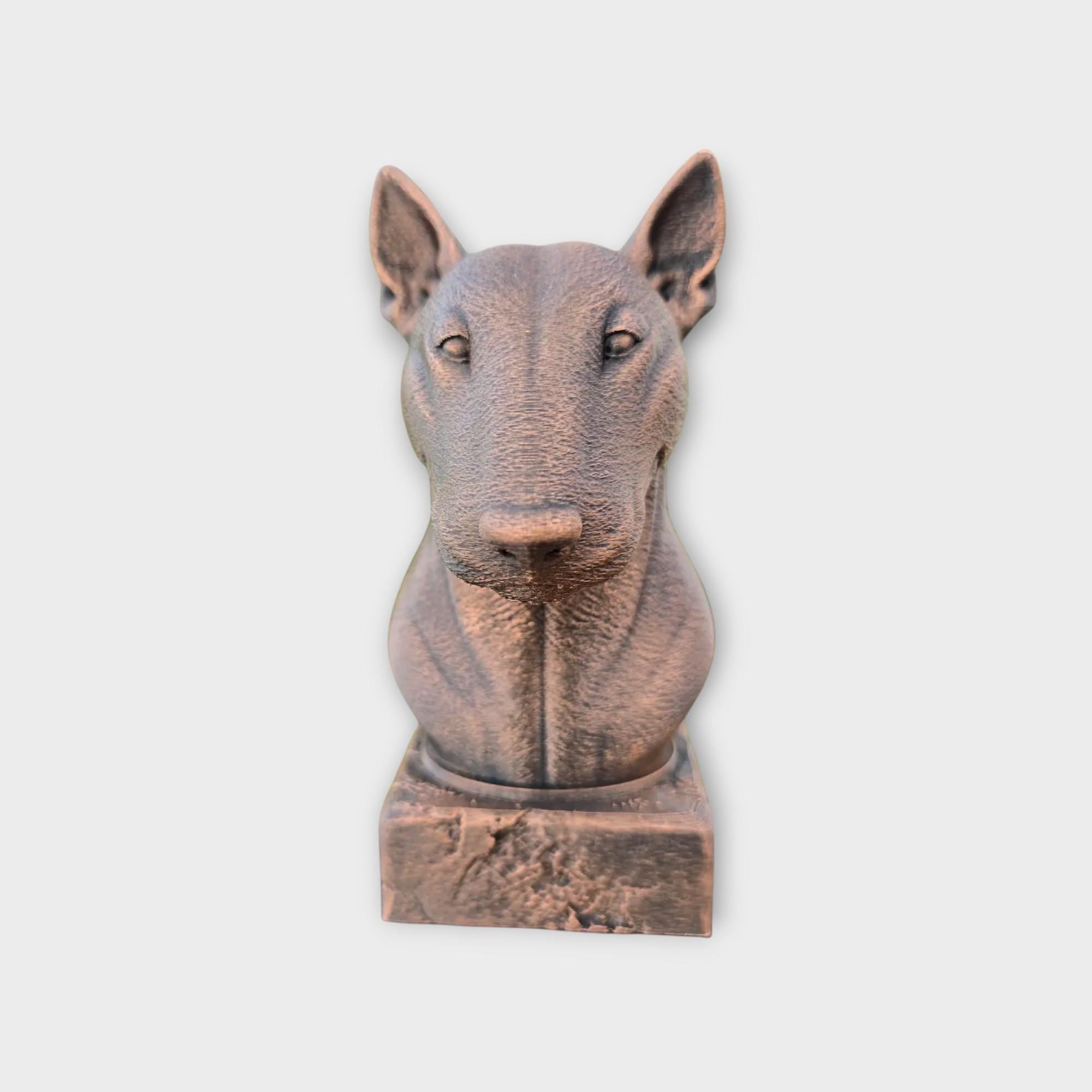 Bust of a Bull terrier dog statue - handpainted home decor dog lover gift him her ornament