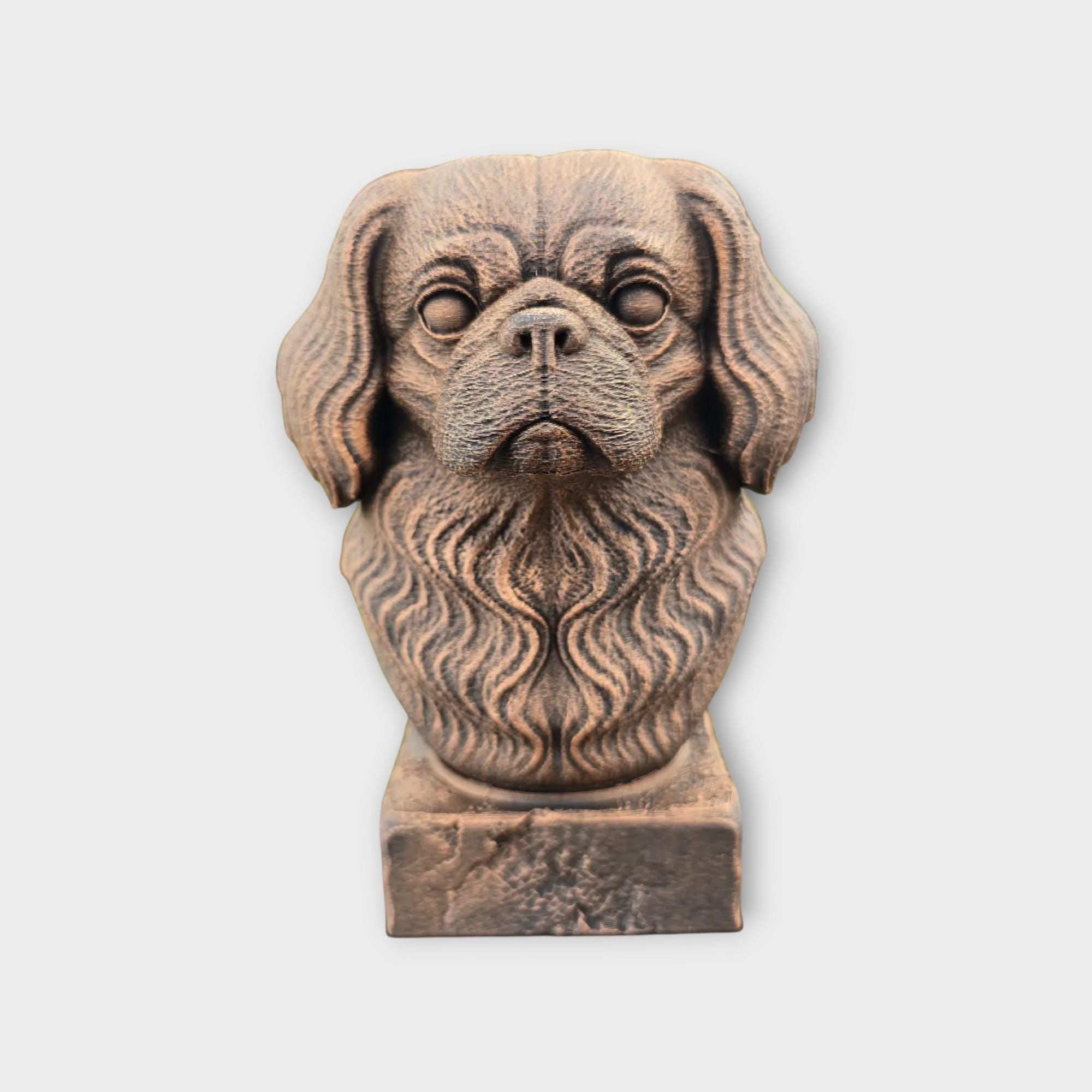 Bust of a Pekingese statue - home decor dog lover gift him her handpainted ornament