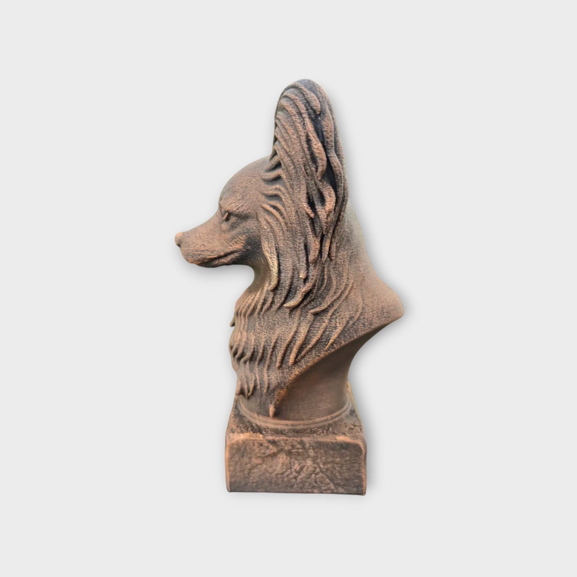 Bust of a Papillon statue - home decor dog lover gift him her handpainted ornament