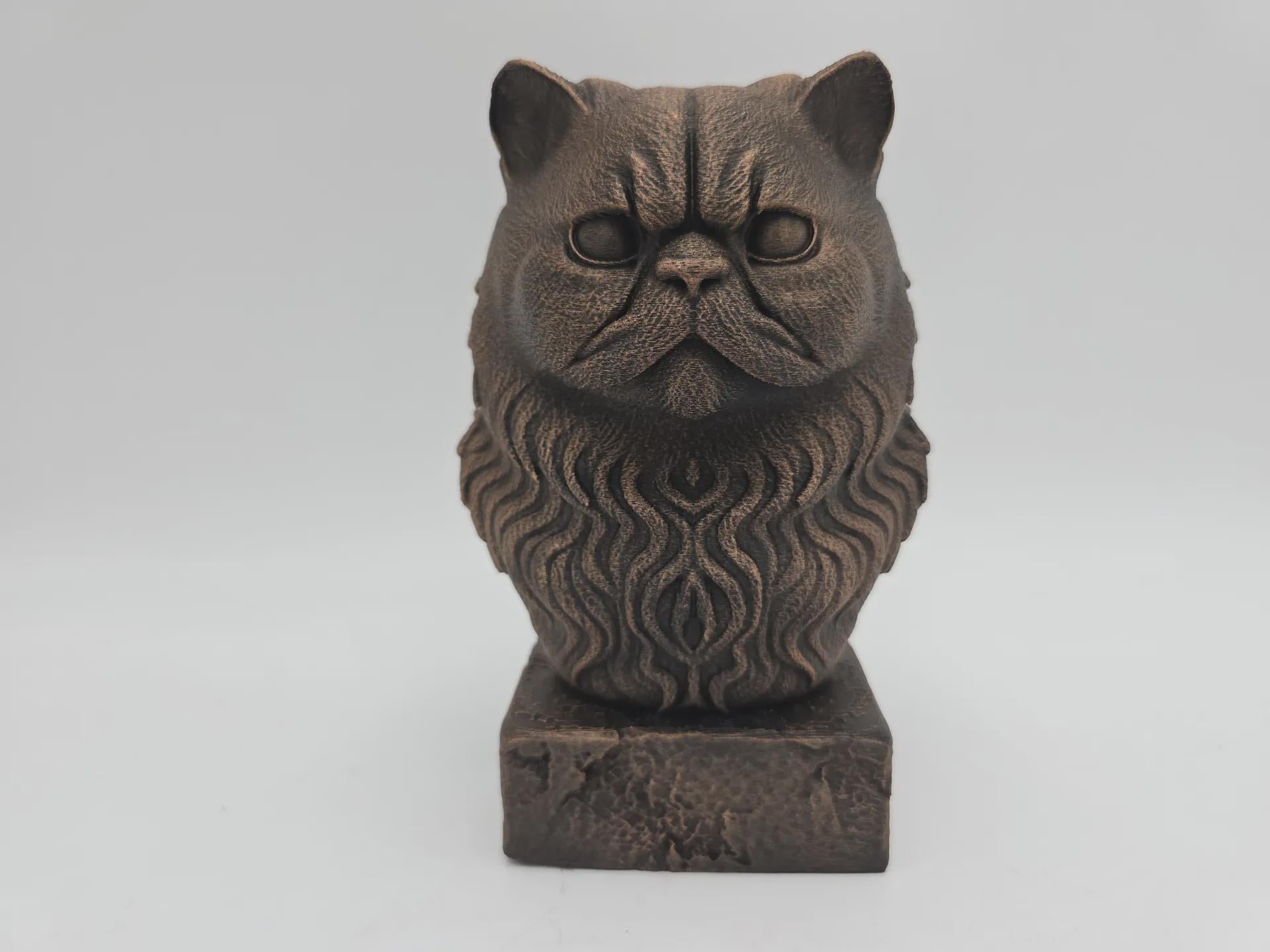 Bust of a persian cat bust statue - home decor cat lover gift him her handpainted ornament