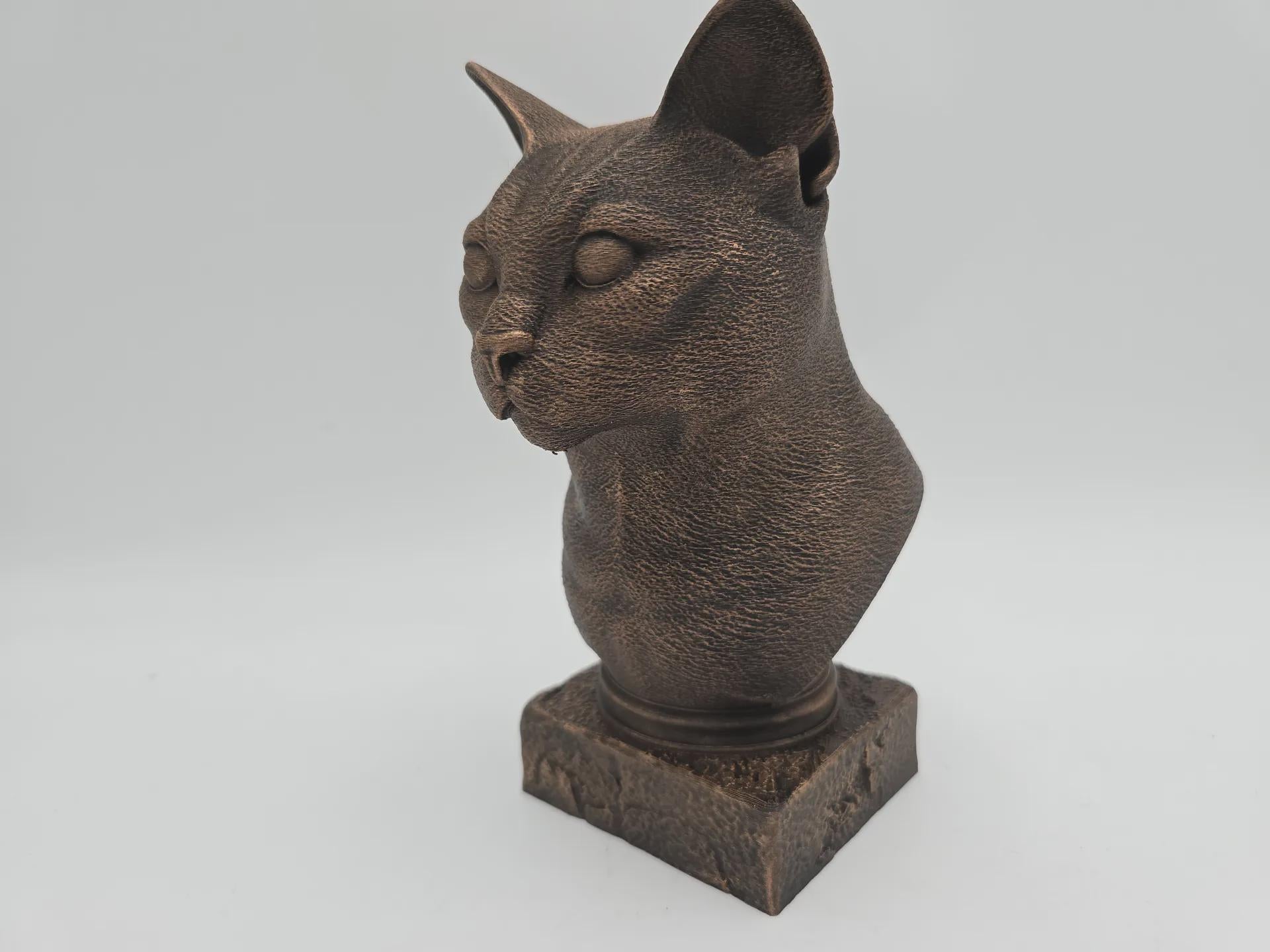 Bust of a russian blue cat statue - home decor cat lover handpainted ornament