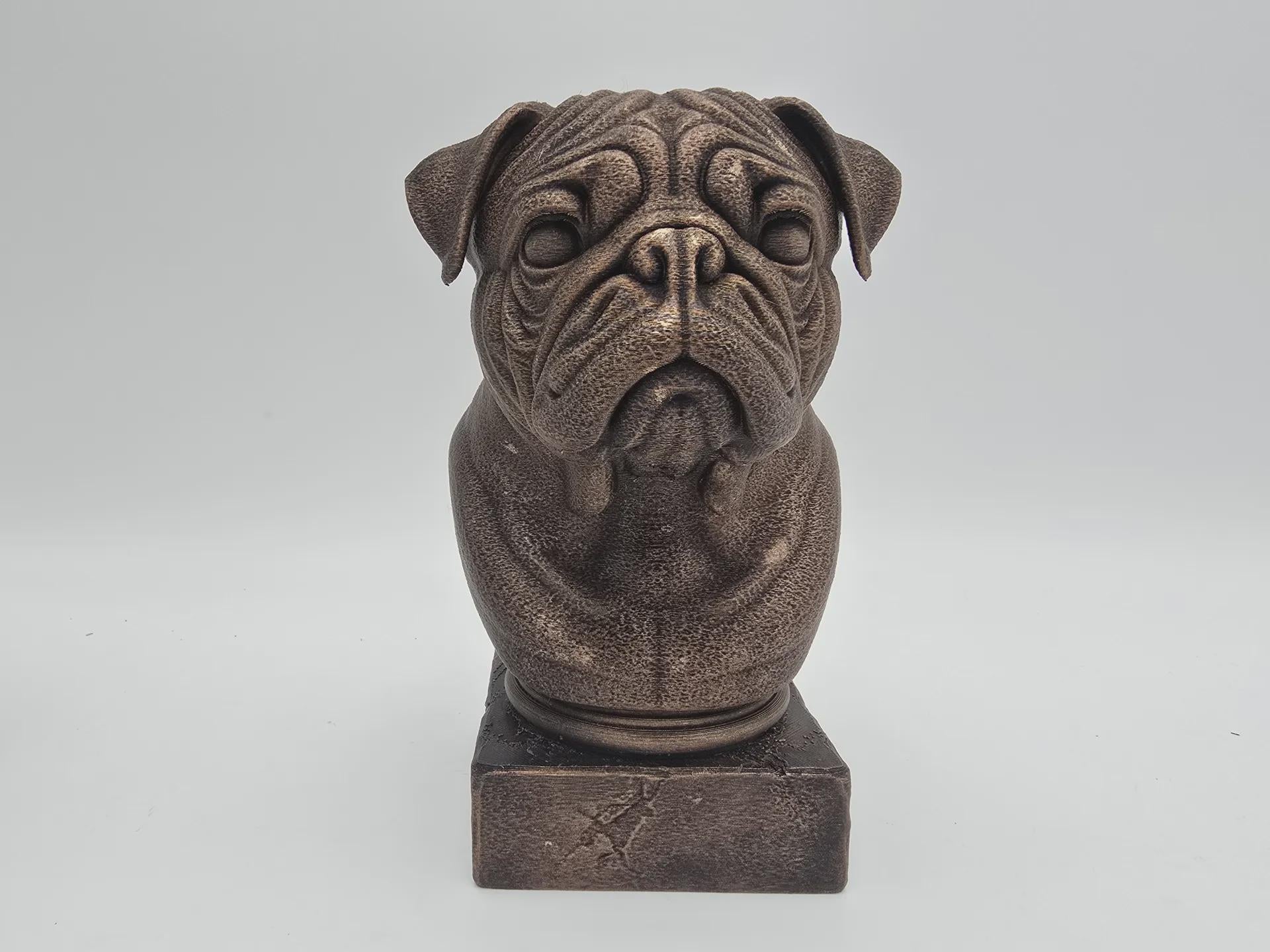 Bust of a pug dog statue - home decor dog lover handpainted ornament