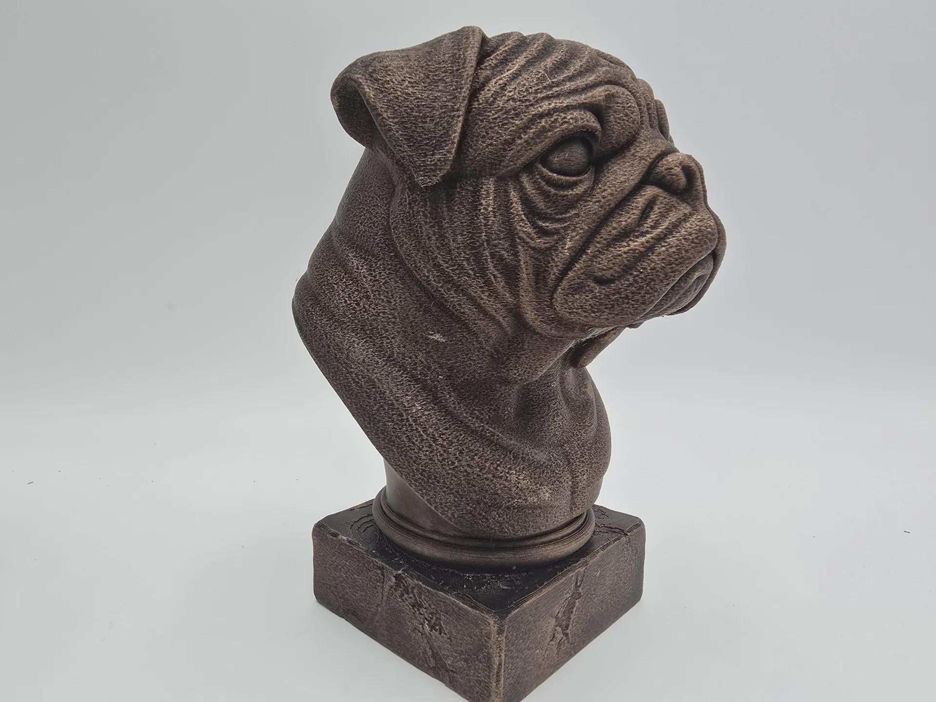 Bust of a pug dog statue - home decor dog lover handpainted ornament