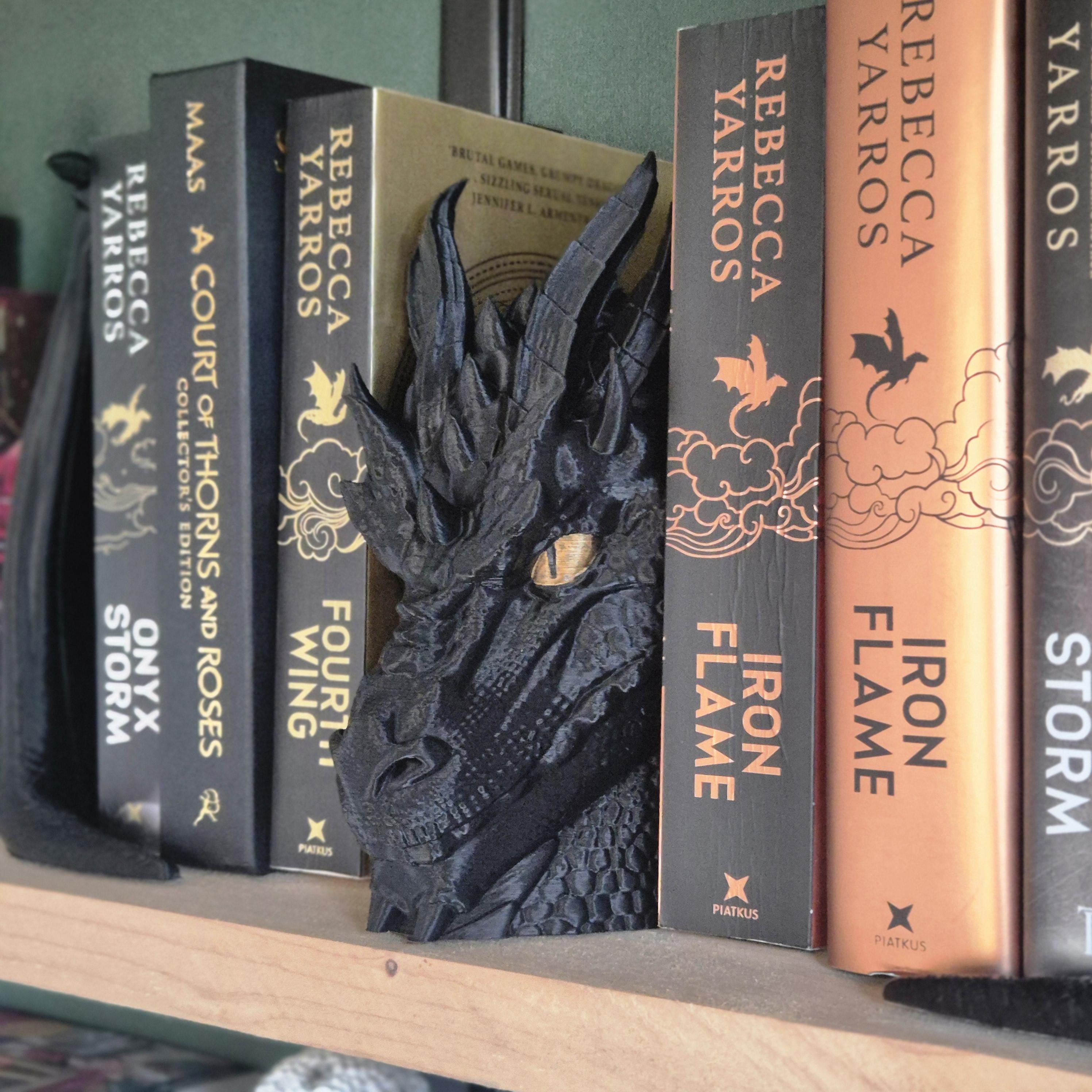 Black Dragon Head and wings Book ends - Fantasy Set forthwing onyxstorm decor gift
