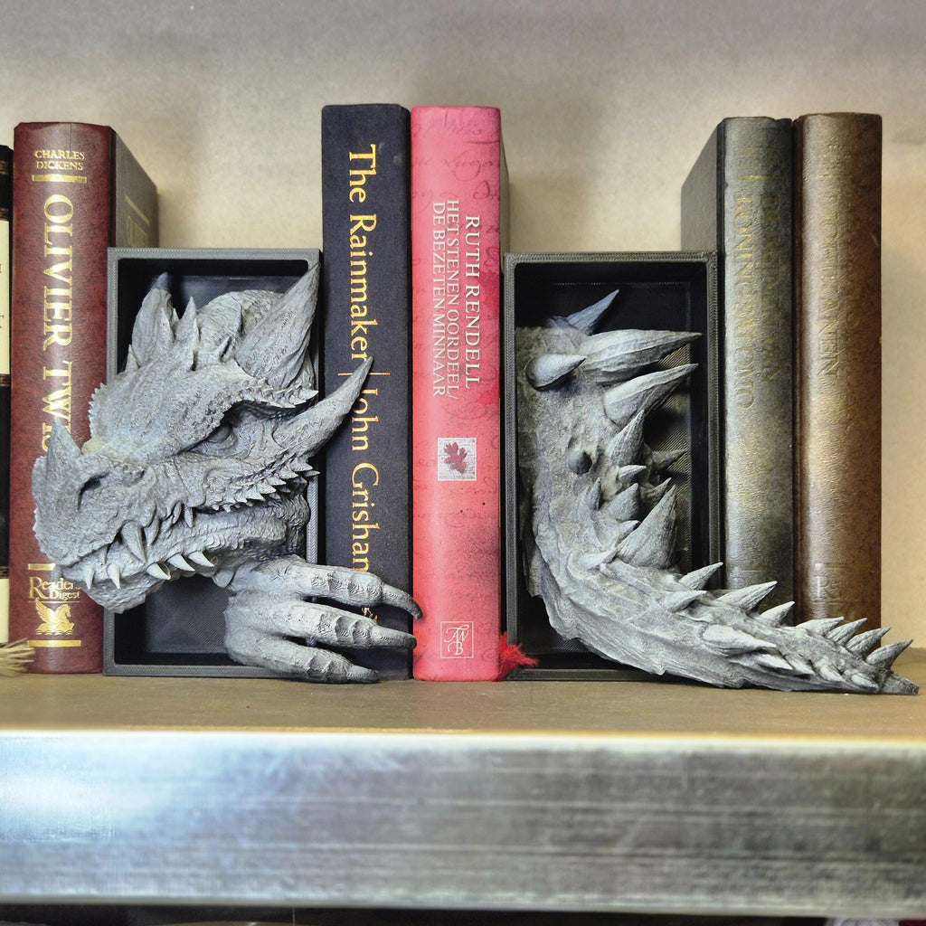 White Dragon Head and Tail Book Nook & DnD DM Screen - 2-in-1 Fantasy Set forthwing onyxstorm decor gift