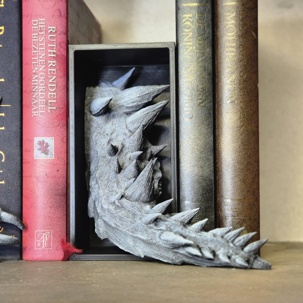 White Dragon Head and Tail Book Nook & DnD DM Screen - 2-in-1 Fantasy Set forthwing onyxstorm decor gift
