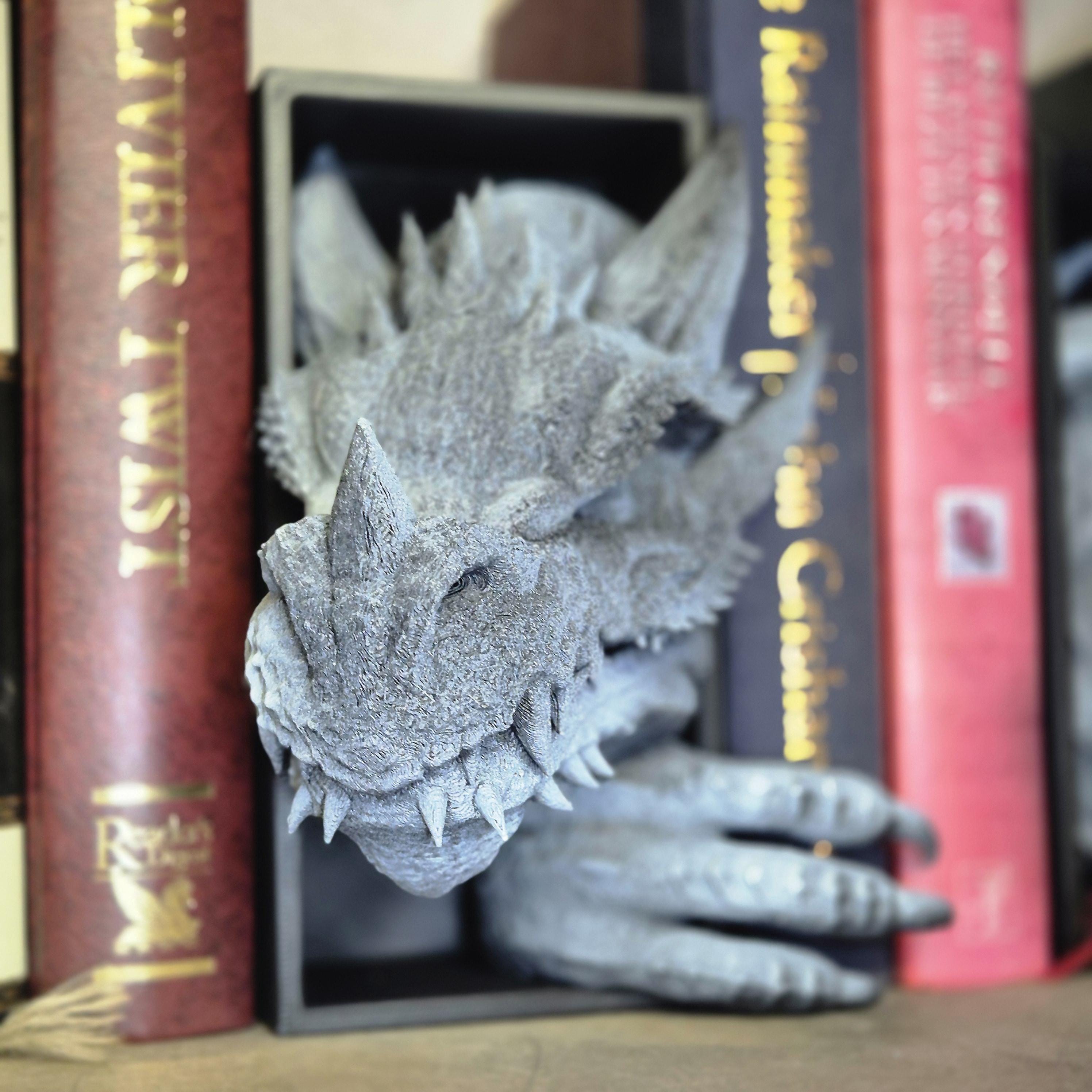 White Dragon Head and Tail Book Nook & DnD DM Screen - 2-in-1 Fantasy Set forthwing onyxstorm decor gift
