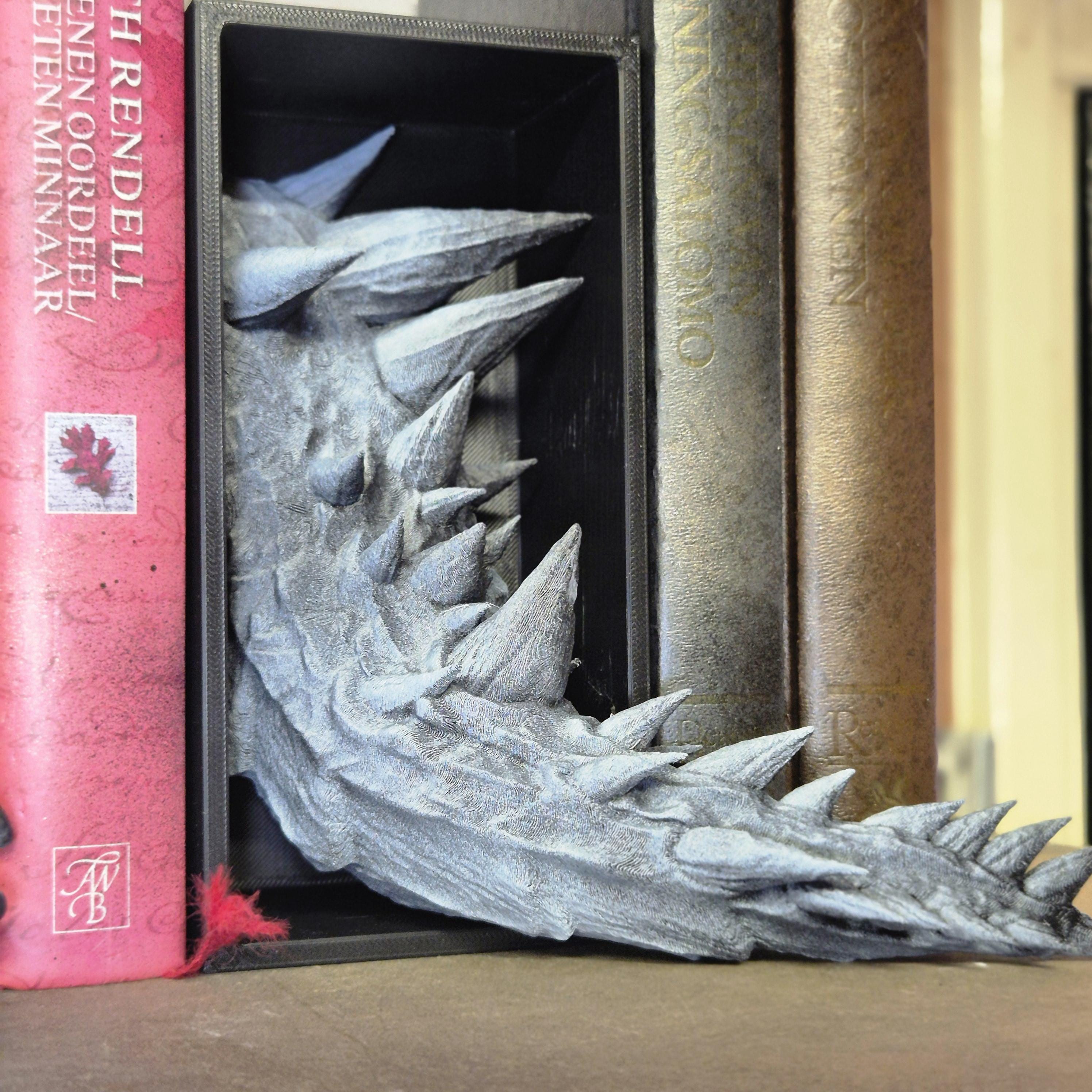 White Dragon Head and Tail Book Nook & DnD DM Screen - 2-in-1 Fantasy Set forthwing onyxstorm decor gift