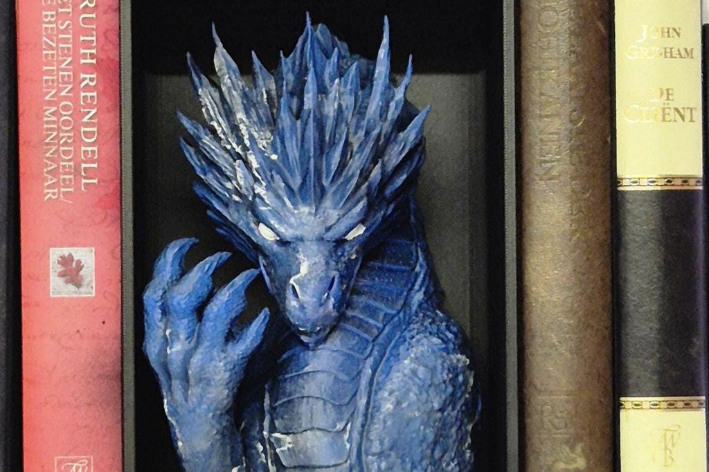 Frost Dragon Head and wings Book ends - Fantasy Set forthwing onyxstorm decor gift