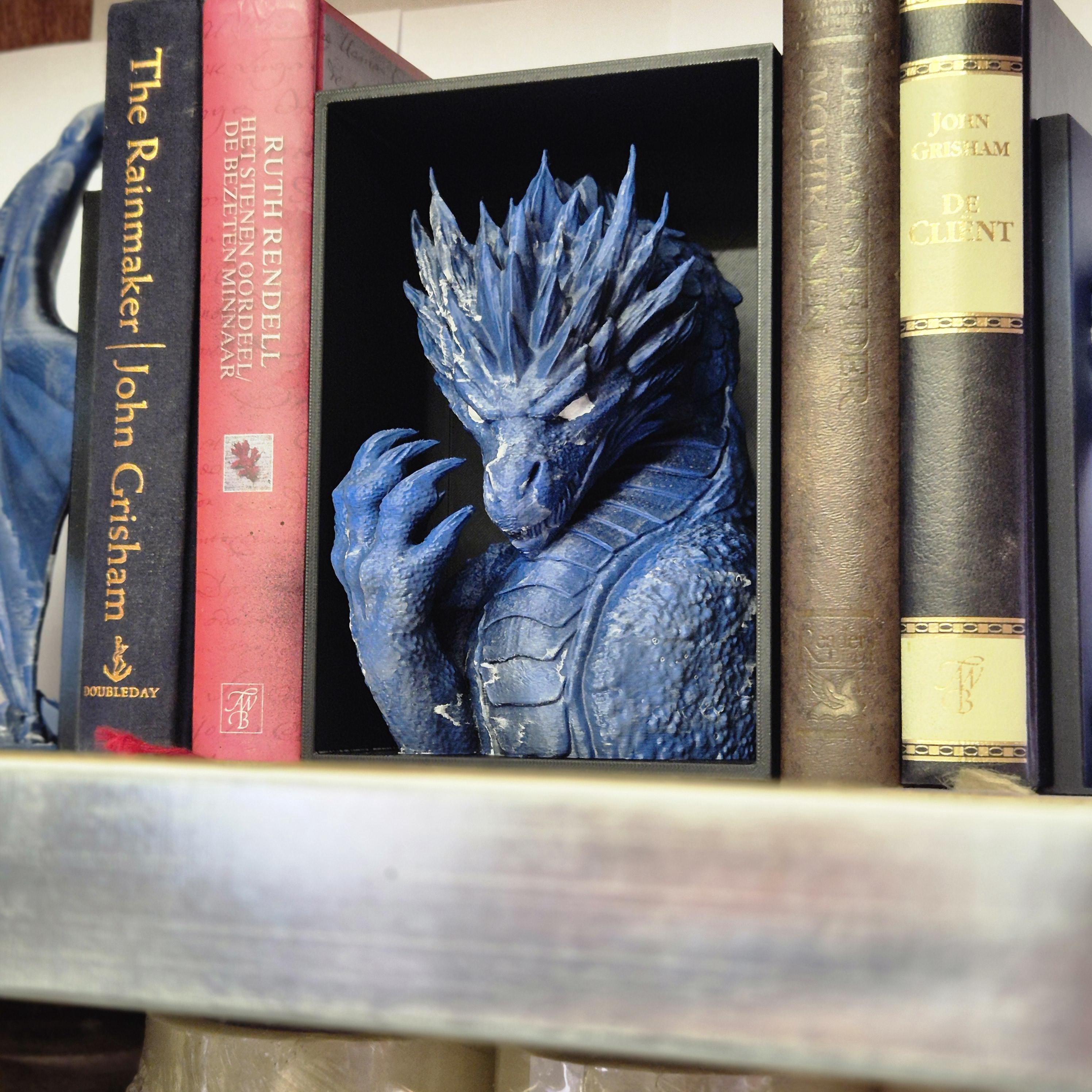 Frost Dragon Head and wings Book ends - Fantasy Set forthwing onyxstorm decor gift