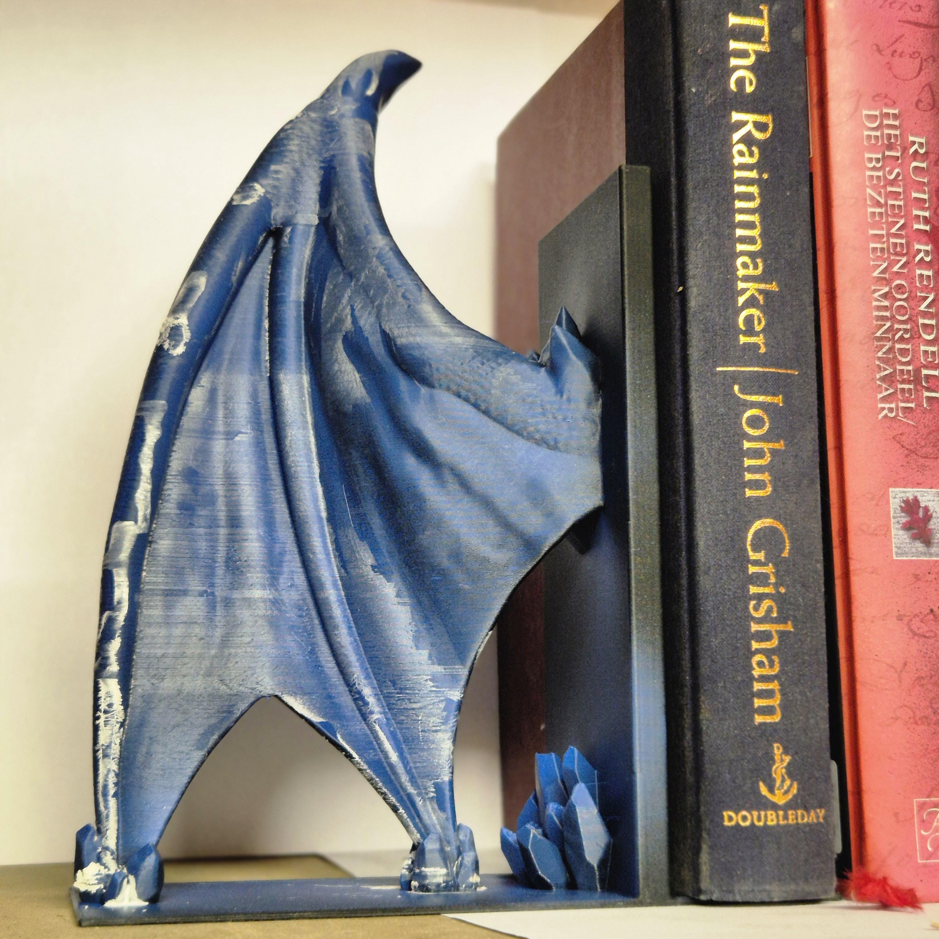 Frost Dragon Head and wings Book ends - Fantasy Set forthwing onyxstorm decor gift