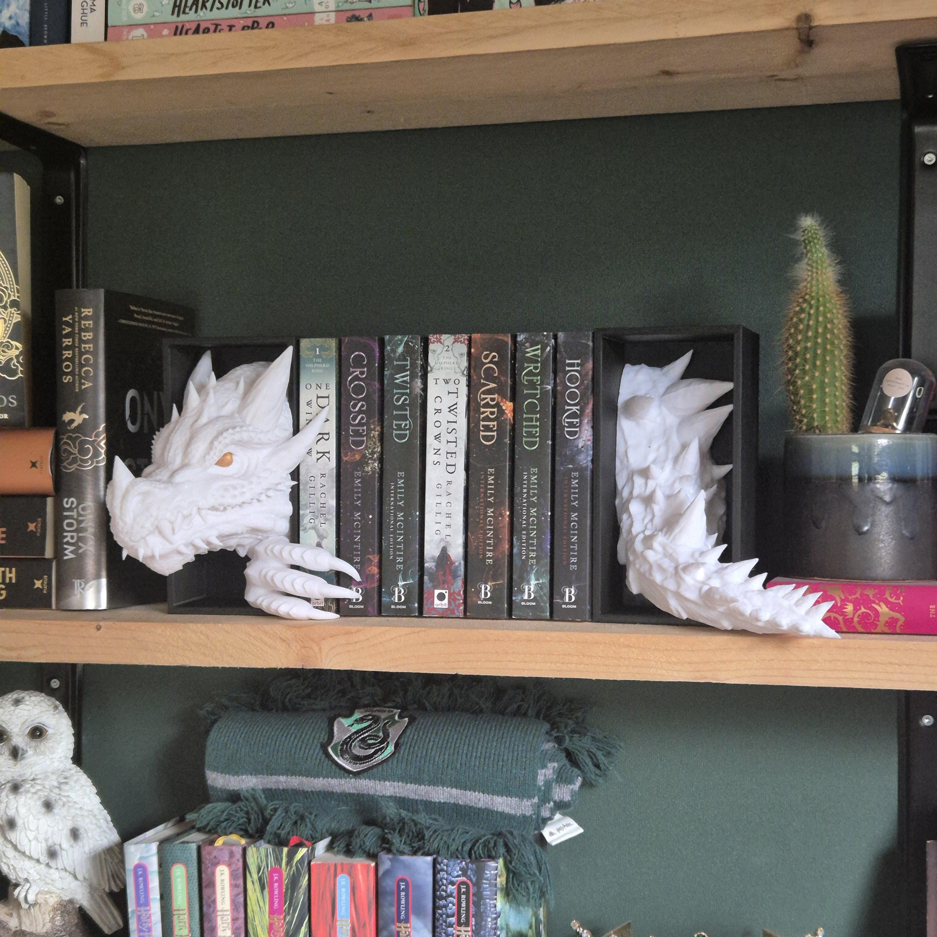 Book nook white Dragon Head and Tail - DnD DM Screen - 2-in-1 Fantasy Set forthwing onyxstorm decor gift