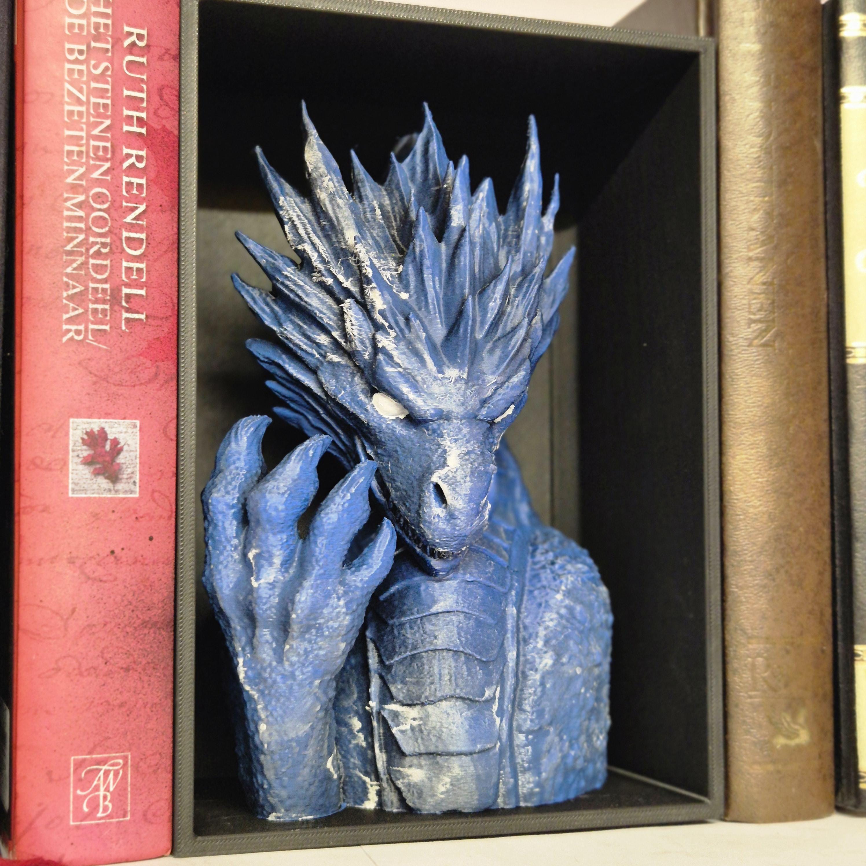 Frost Dragon Head and wings Book ends - Fantasy Set forthwing onyxstorm decor gift