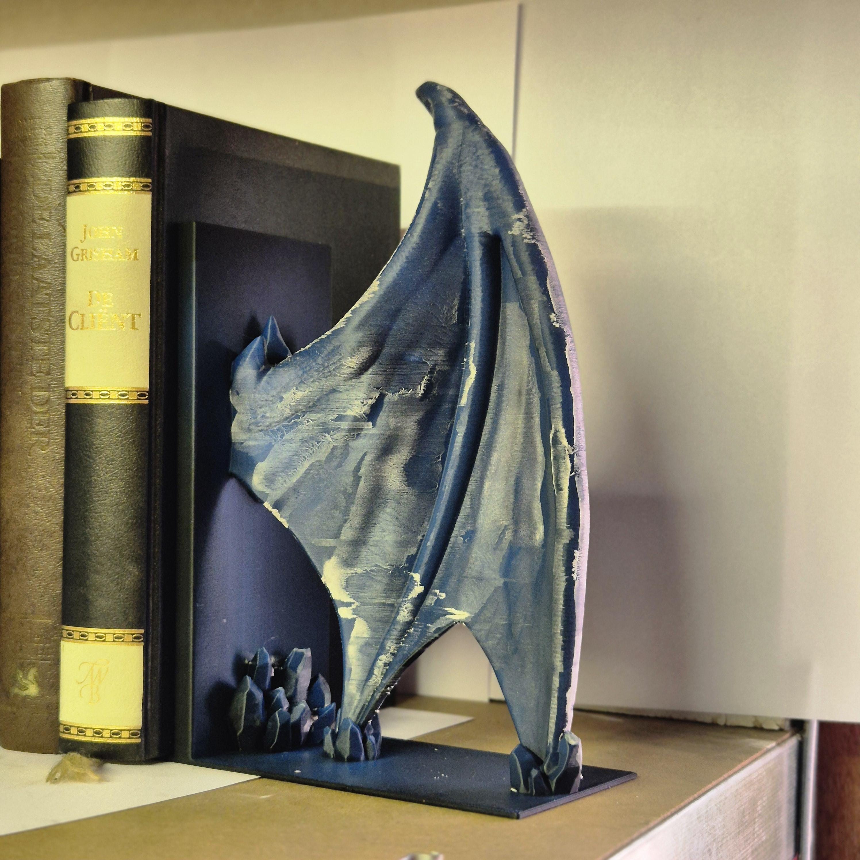 Frost Dragon Head and wings Book ends - Fantasy Set forthwing onyxstorm decor gift