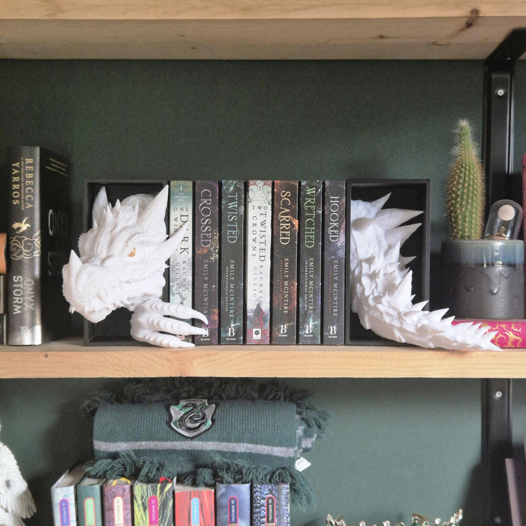 Book nook white Dragon Head and Tail - DnD DM Screen - 2-in-1 Fantasy Set forthwing onyxstorm decor gift
