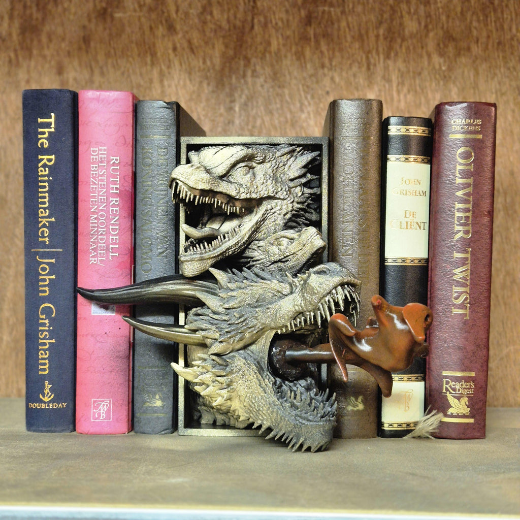 Drogon book nook | Dark Fantasy Bookshelf Decor