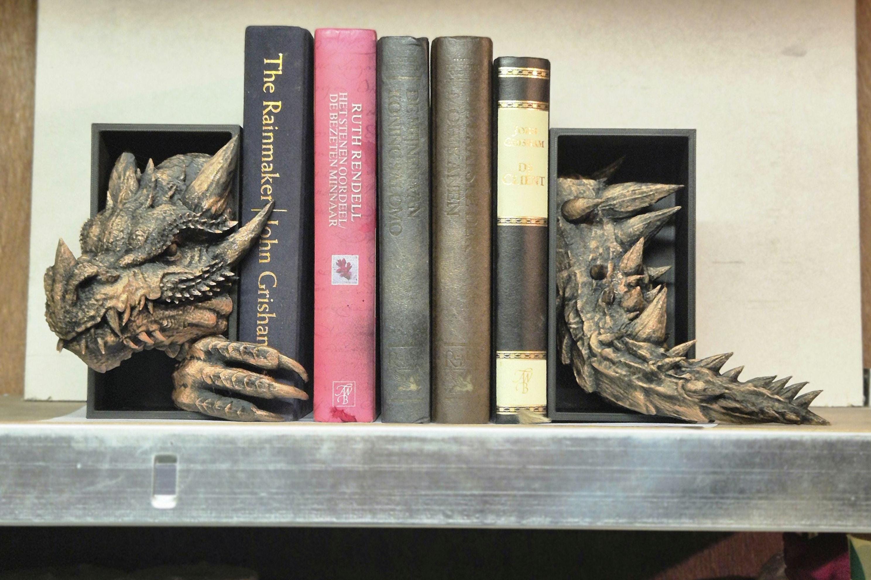Copper Dragon Head and Tail Book Nook & DnD DM Screen - 2-in-1 Fantasy Set forthwing onyxstorm bronze decor gift