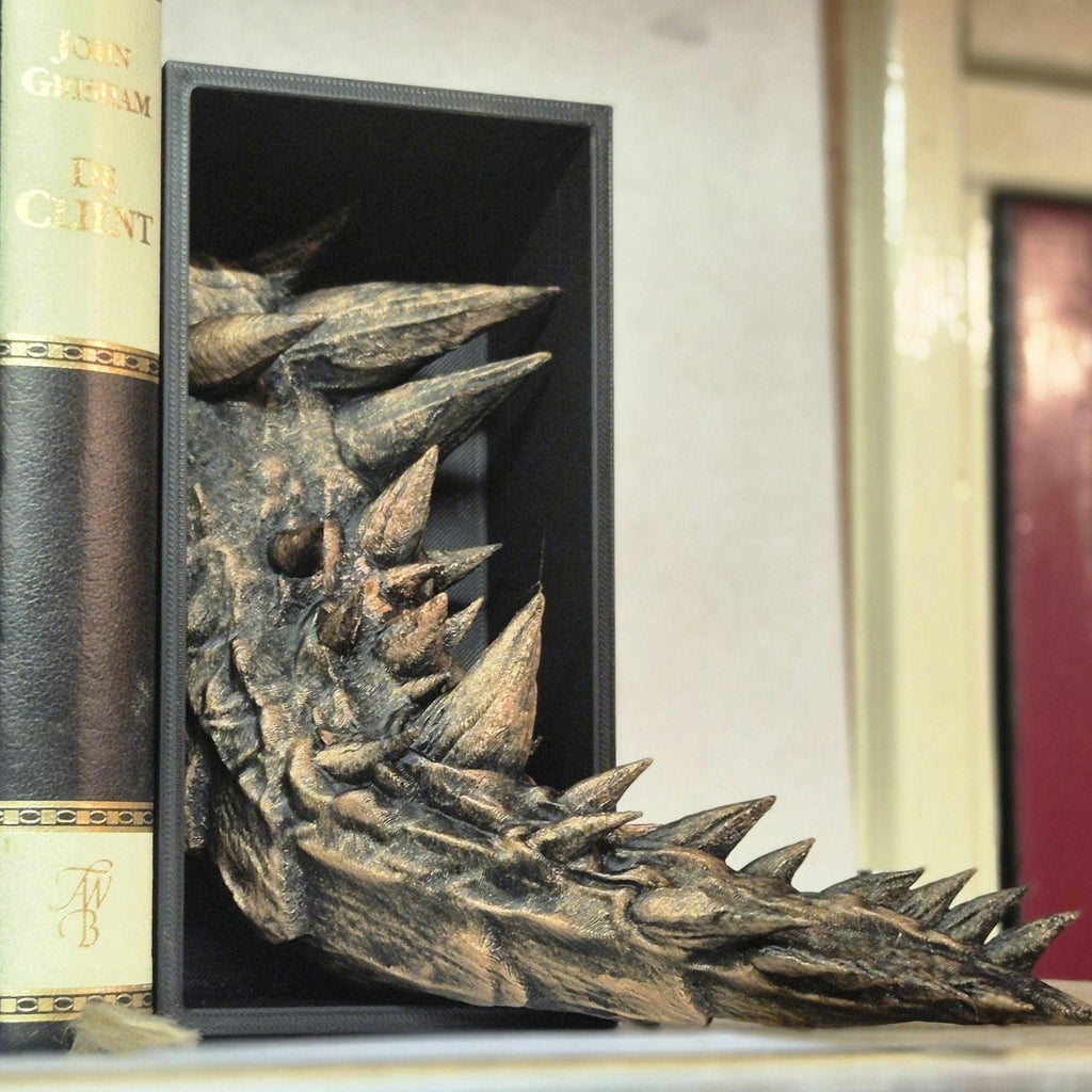 Copper Dragon Head and Tail Book Nook & DnD DM Screen - 2-in-1 Fantasy Set forthwing onyxstorm bronze decor gift