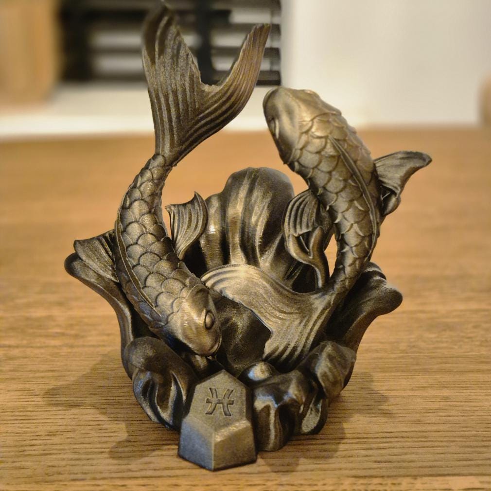 Elegant Pisces Figurine - Handcrafted Astrology Art - birthday milestone gift