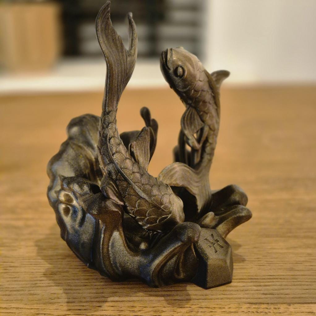 Elegant Pisces Figurine - Handcrafted Astrology Art - birthday milestone gift