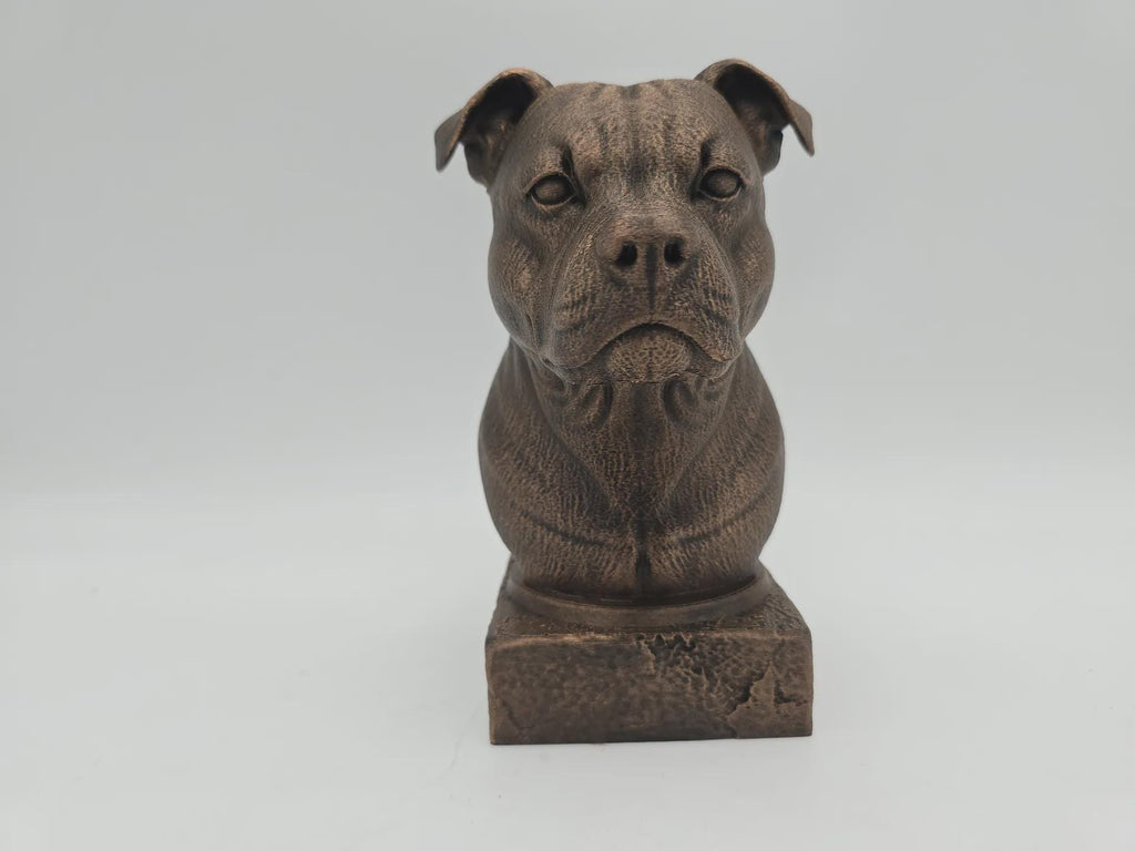 Bust of a staffordshire bust bust dog statue - handpainted home decor dog lover gift him her ornament
