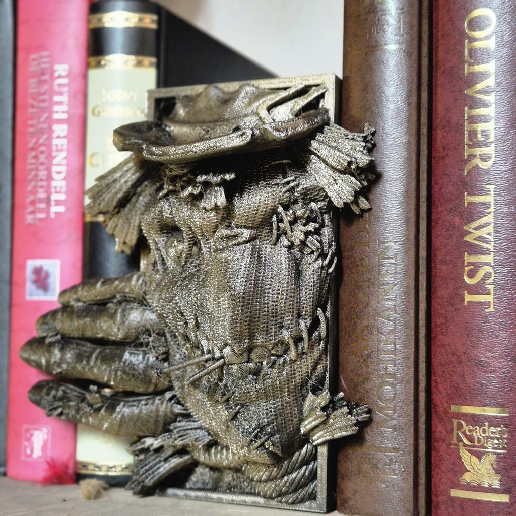 Unique Handcrafted crowhead Book Nook | Mystical Bookend | horror Bookshelf Decor