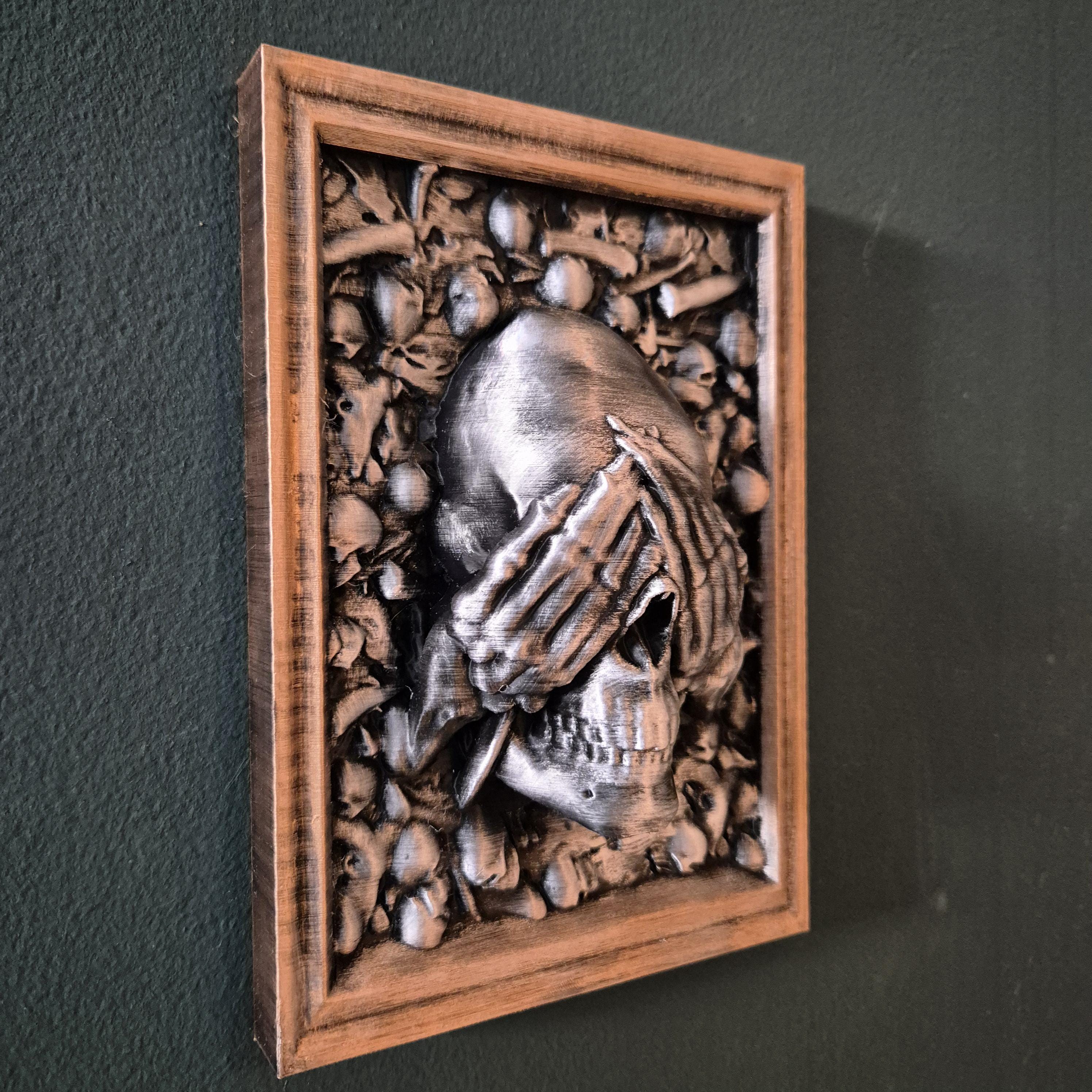 Three Wise Skulls – 3D Printed “See No Evil, Hear No Evil, Speak No Evil” Figurine Set gift for him her for halloween