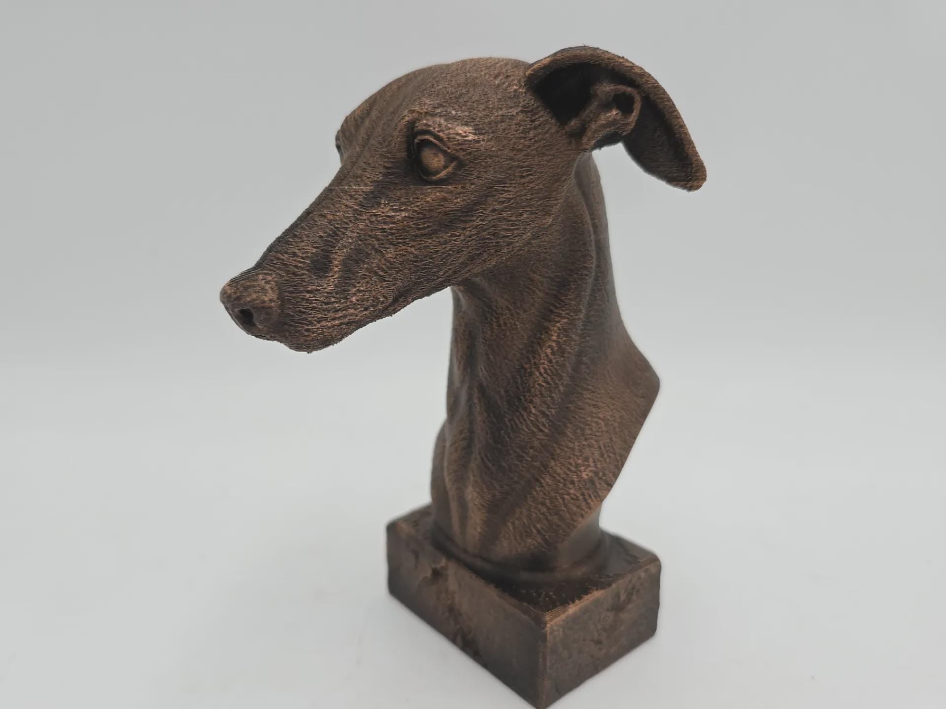 Bust of a greyhound dog statue - home decor dog lover handpainted ornament