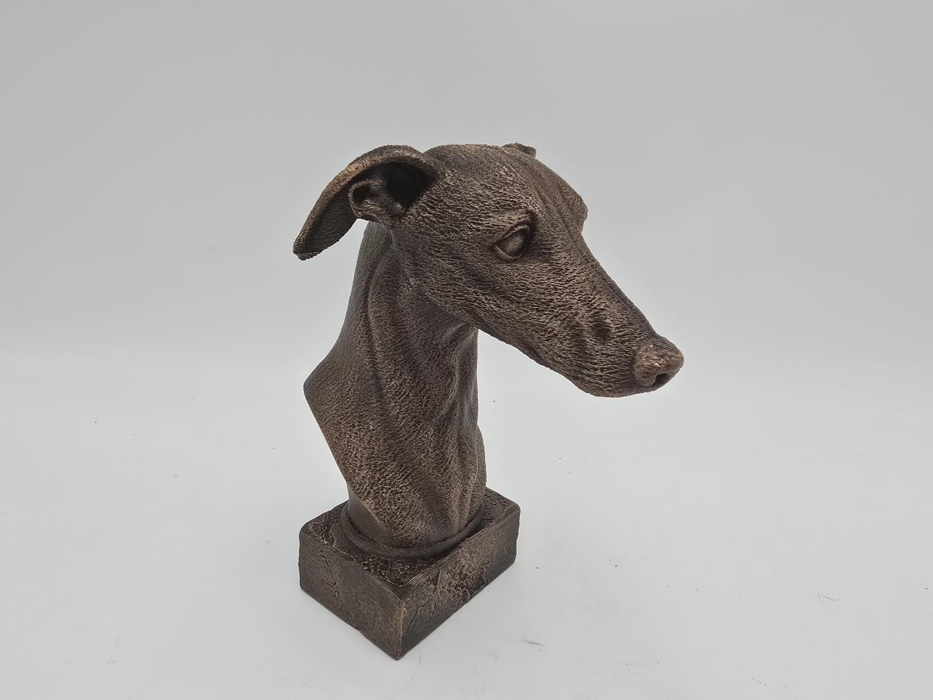 Bust of a greyhound dog statue - home decor dog lover handpainted ornament