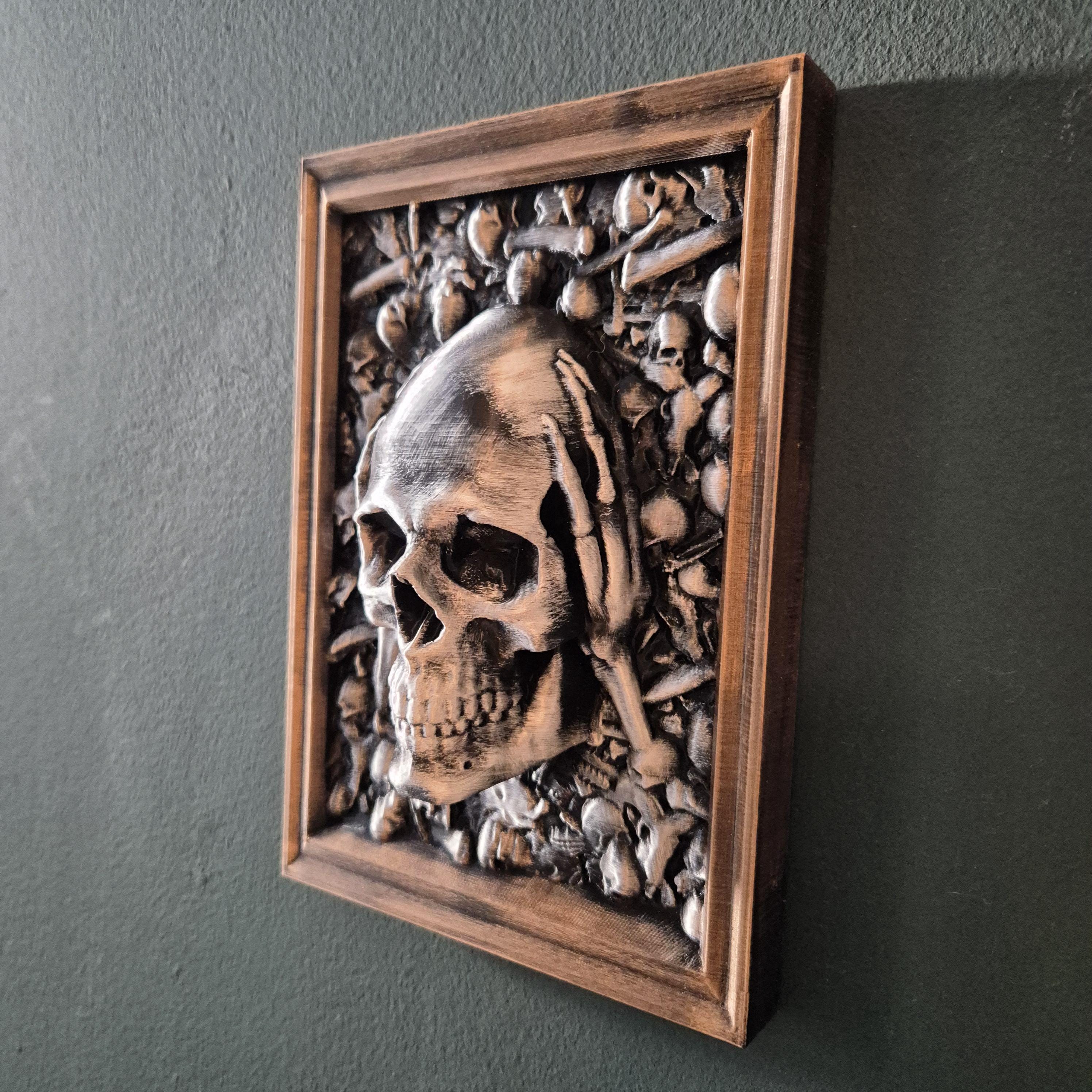 Three Wise Skulls – 3D Printed “See No Evil, Hear No Evil, Speak No Evil” Figurine Set gift for him her for halloween