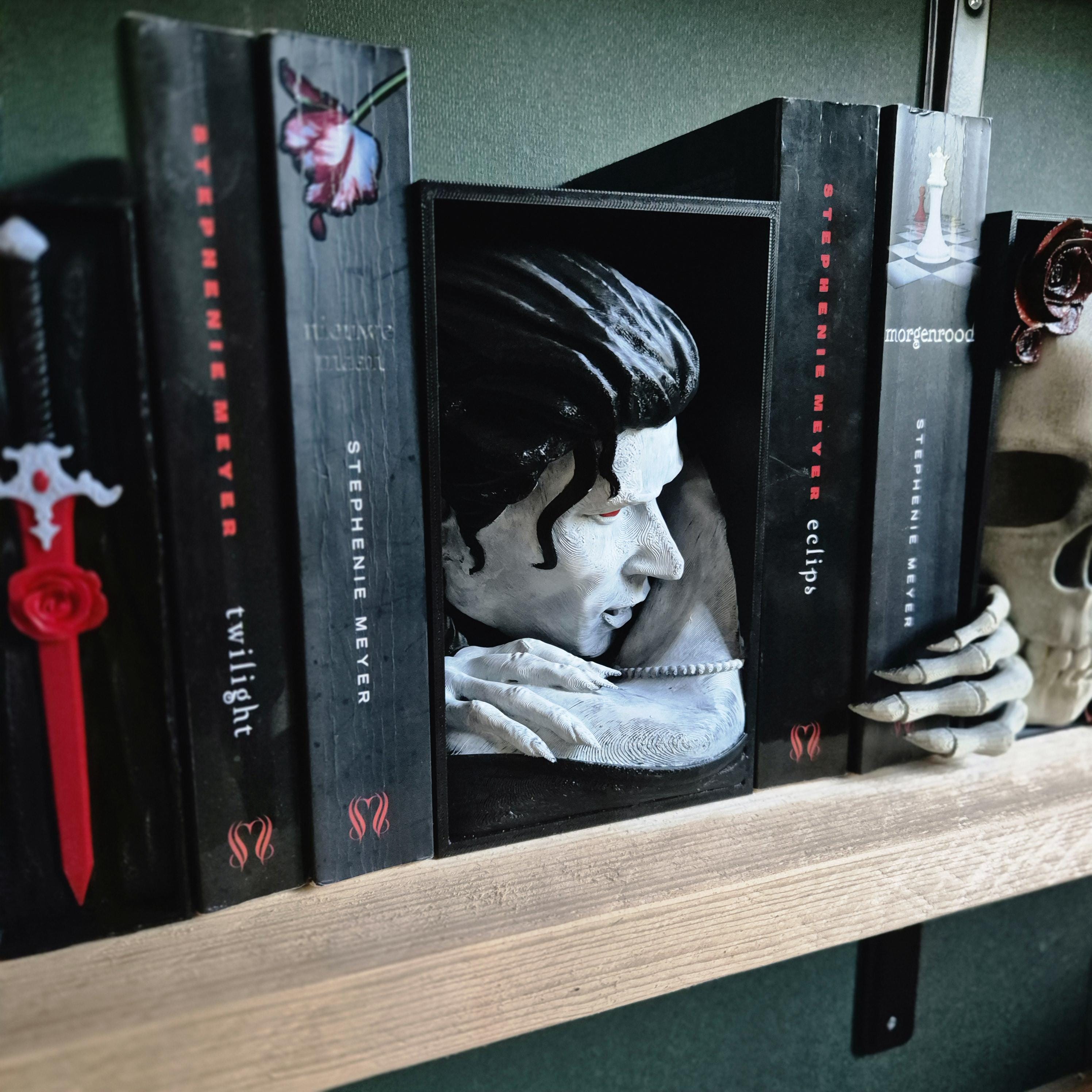 Vampire bite book nook for Horror Fans - bookshelf decor gift for him her