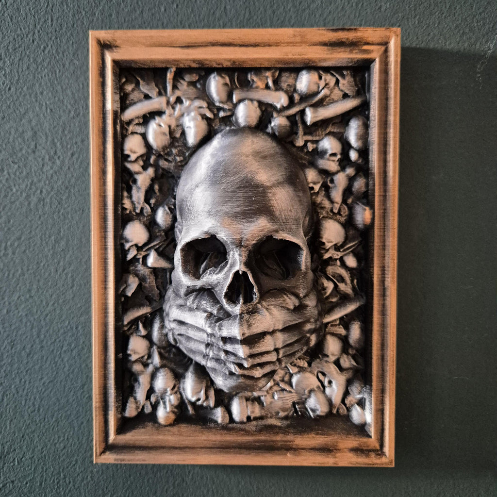 Three Wise Skulls – 3D Printed “See No Evil, Hear No Evil, Speak No Evil” Figurine Set gift for him her for halloween