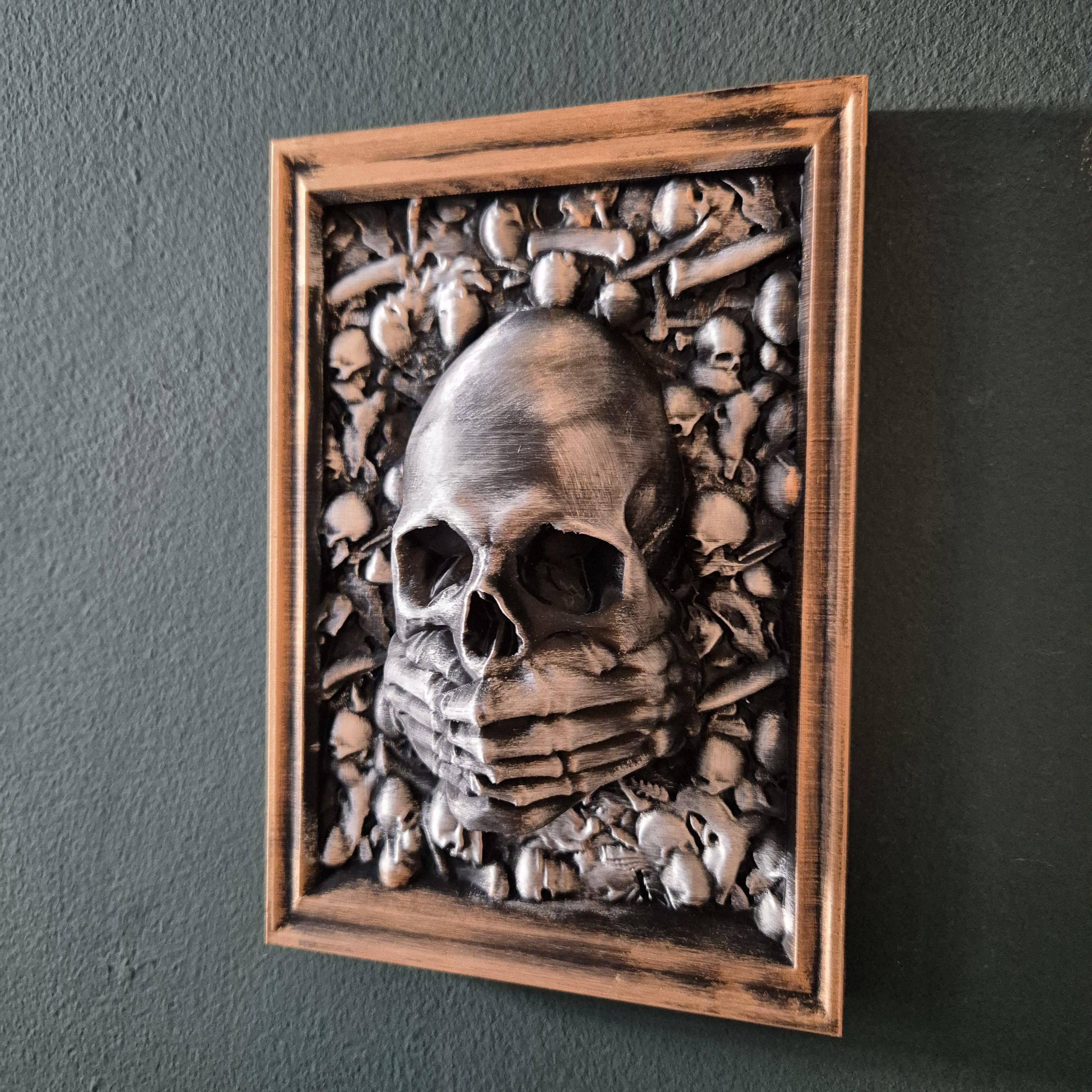 Three Wise Skulls – 3D Printed “See No Evil, Hear No Evil, Speak No Evil” Figurine Set gift for him her for halloween