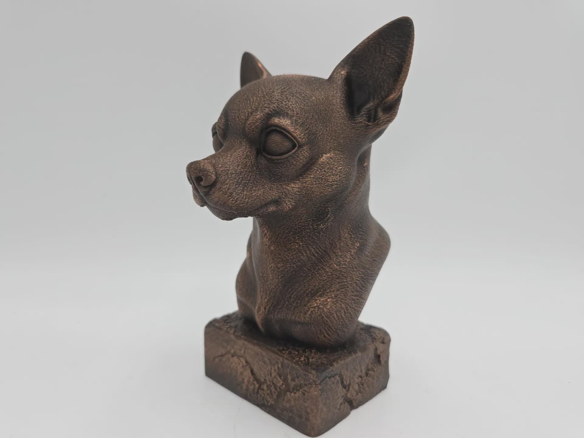 Büste einer Chihuahua-Statue - Wohndeko Hundeliebhaber handbemaltes Ornament