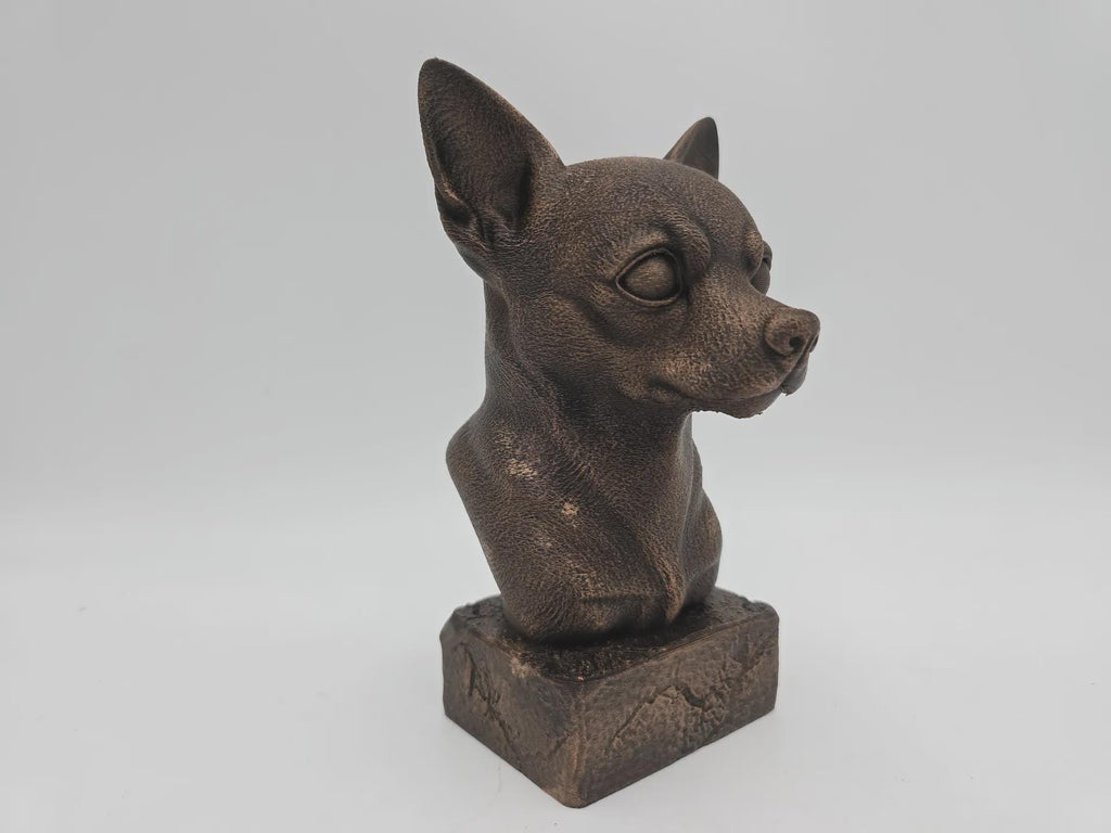 Büste einer Chihuahua-Statue - Wohndeko Hundeliebhaber handbemaltes Ornament