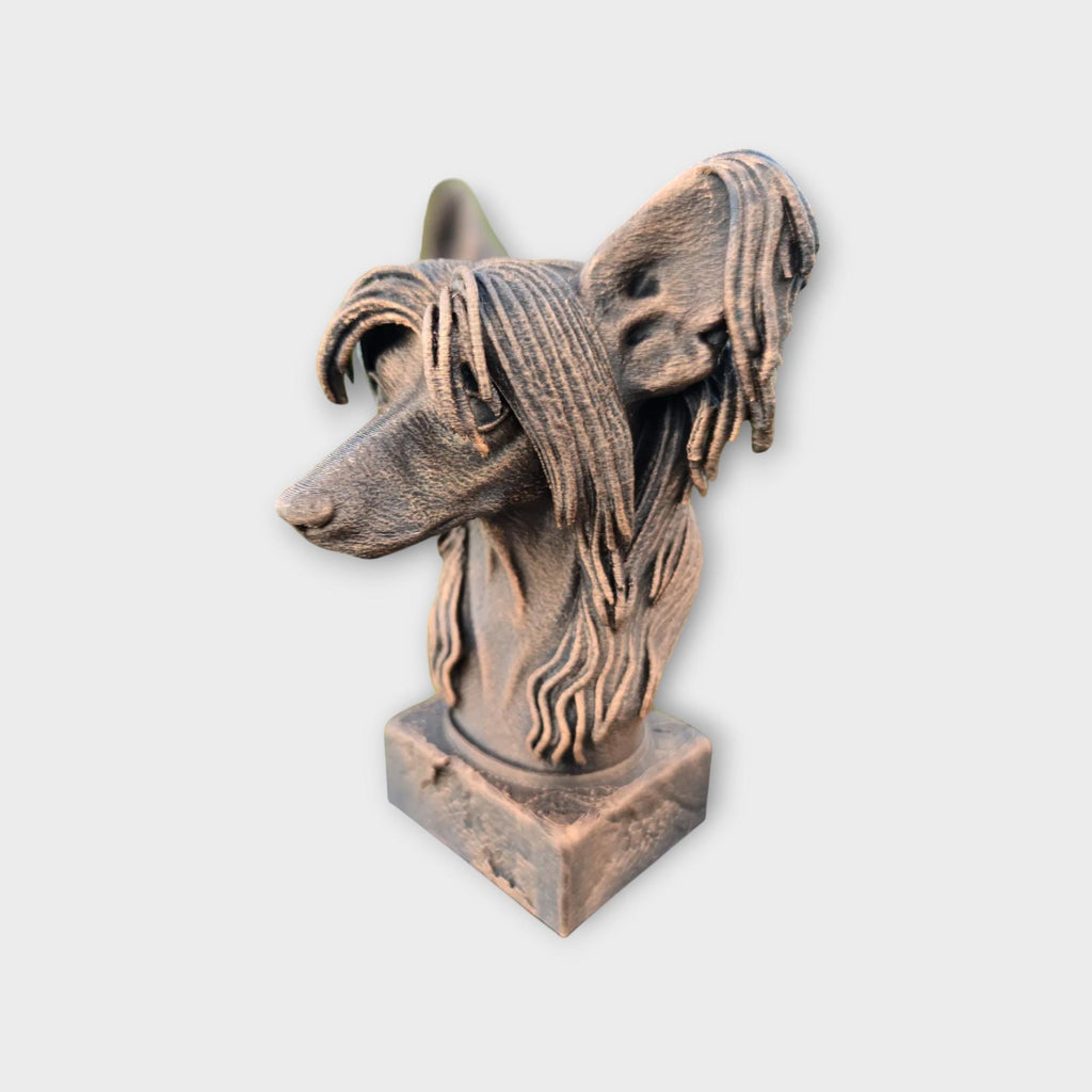 Bust of a chinese crested dog statue - home decor dog lover gift him her handpainted ornament
