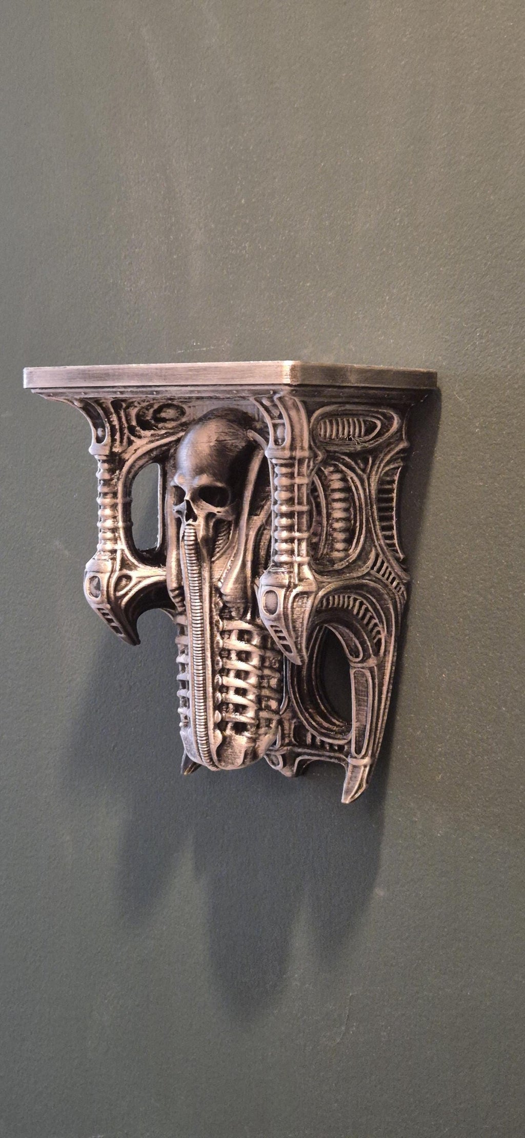 Gothic Skeleton Wall Shelf – Antique silver Finish – Dark Fantasy & Horror Home Decor