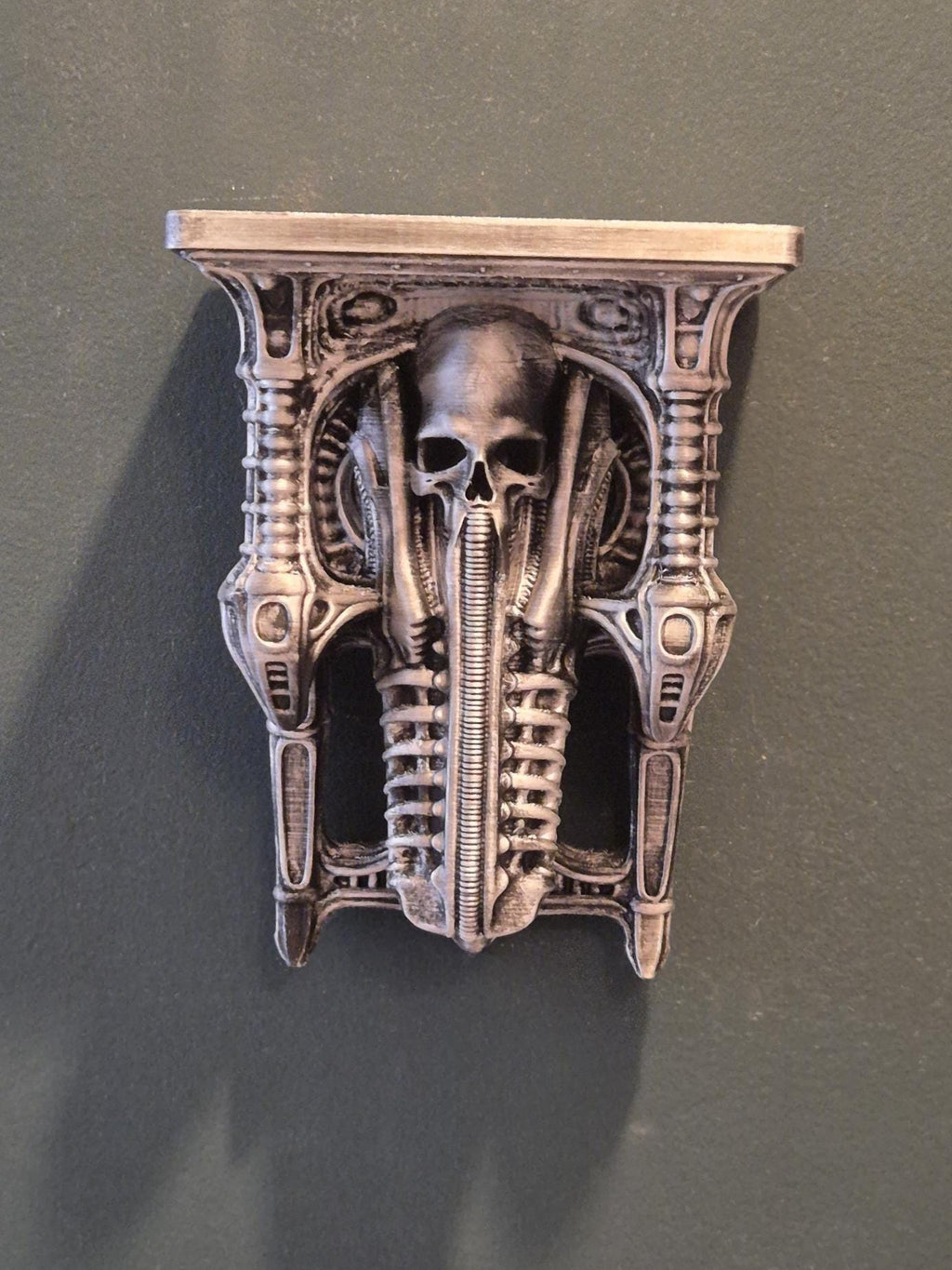 Gothic Skeleton Wall Shelf – Antique silver Finish – Dark Fantasy & Horror Home Decor