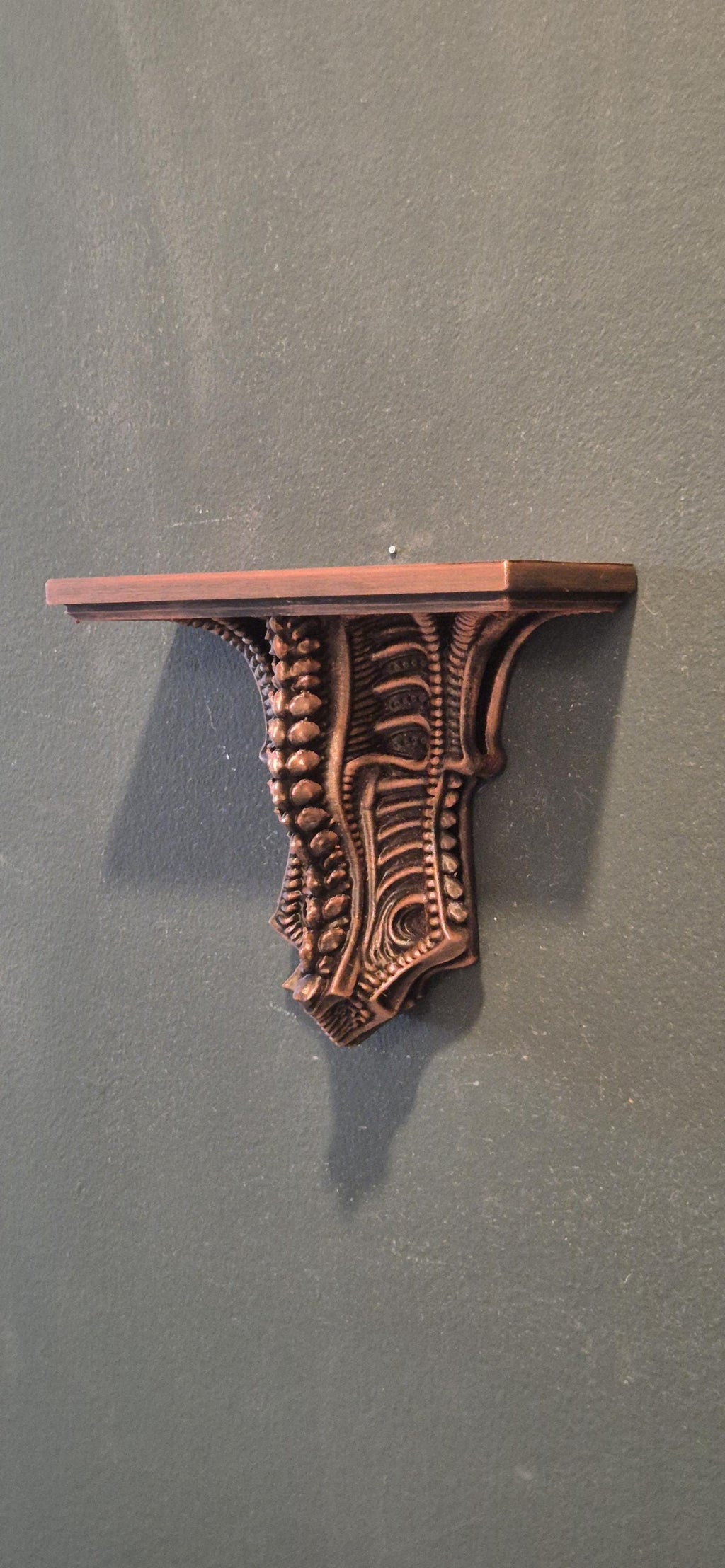 Alien Biomechanical Wall Shelf – H.R. Giger Style Gothic Wall Bracket – Sci-Fi Horror Home Decor