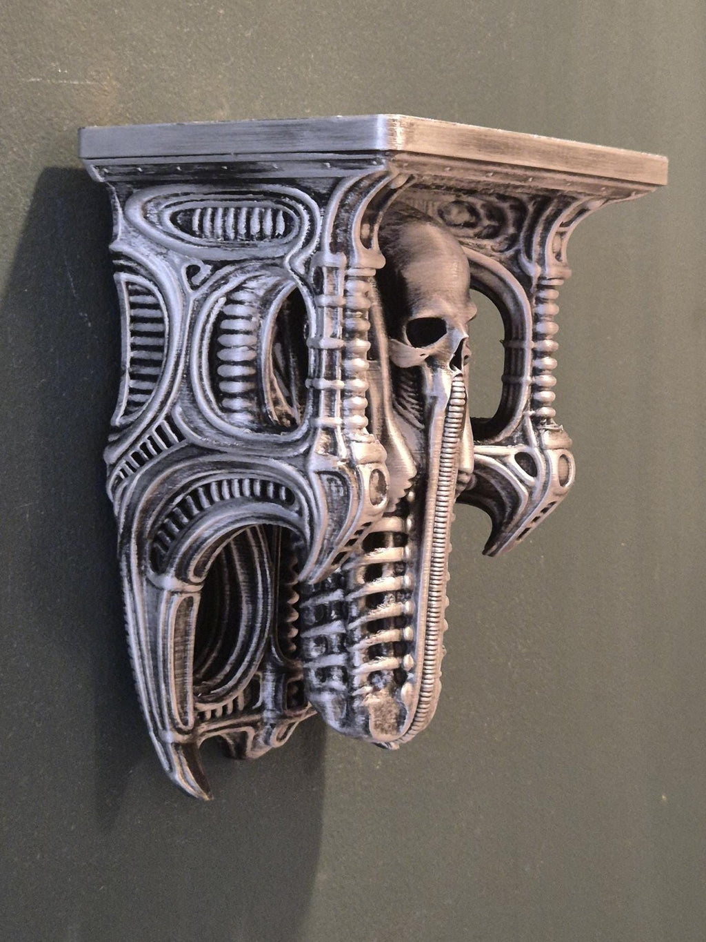 Gothic Skeleton Wall Shelf – Antique silver Finish – Dark Fantasy & Horror Home Decor